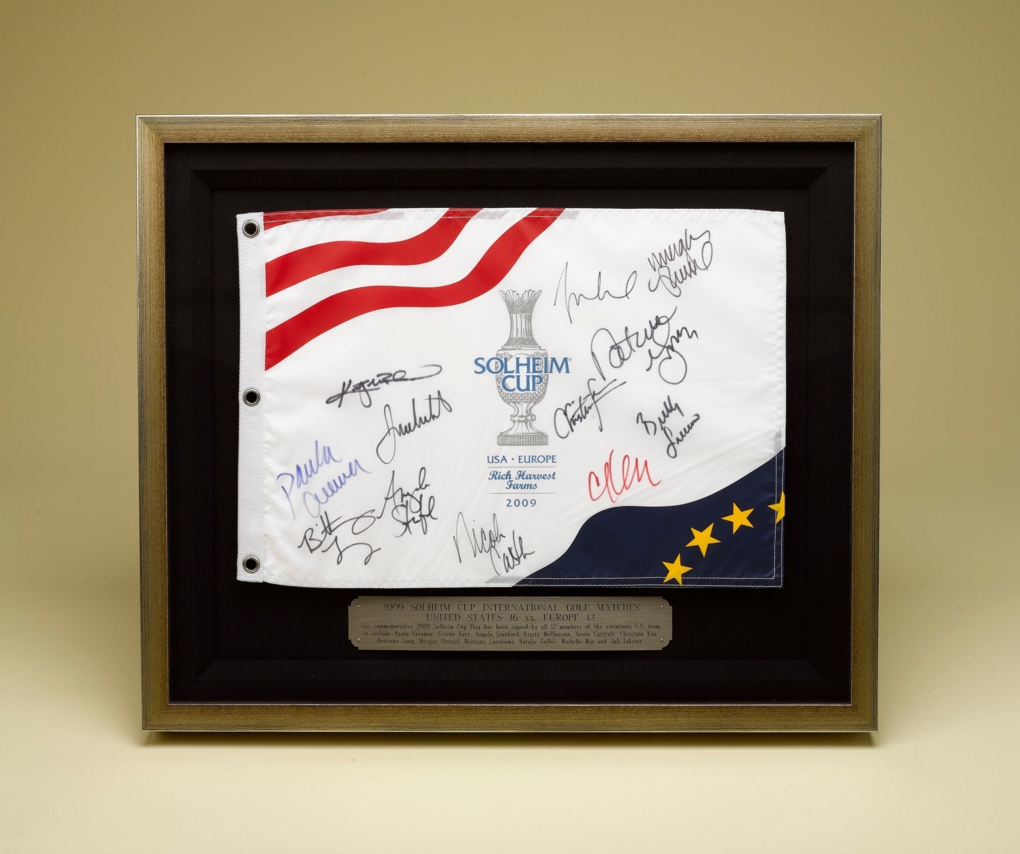 Solheim Cup Matches U.S. Team Signed Pin Flag - USA 16 vs. EUROPE 12, Circa 2009 - The Great Republic