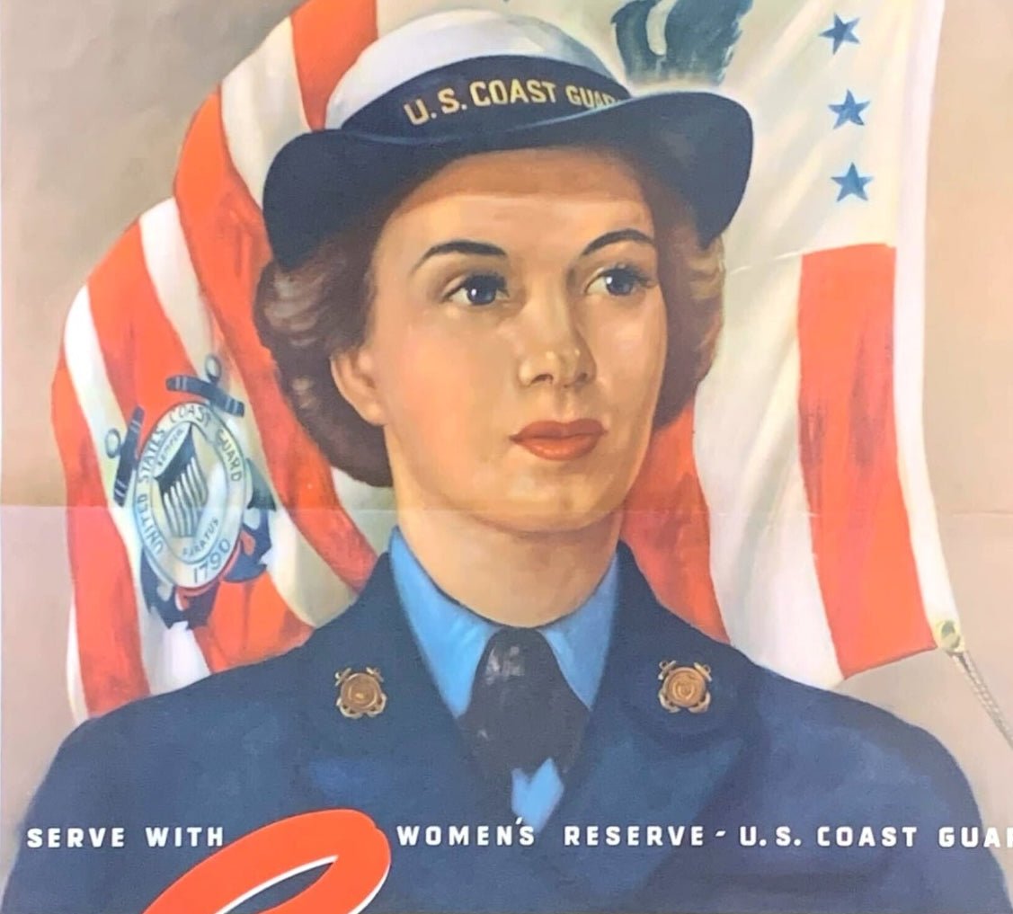 "SPARS. Serve with U.S. Women's Reserve - U. S. Coast Guard" Vintage WWII Coast Guard Recruitment Poster by L. W. Bently - The Great Republic