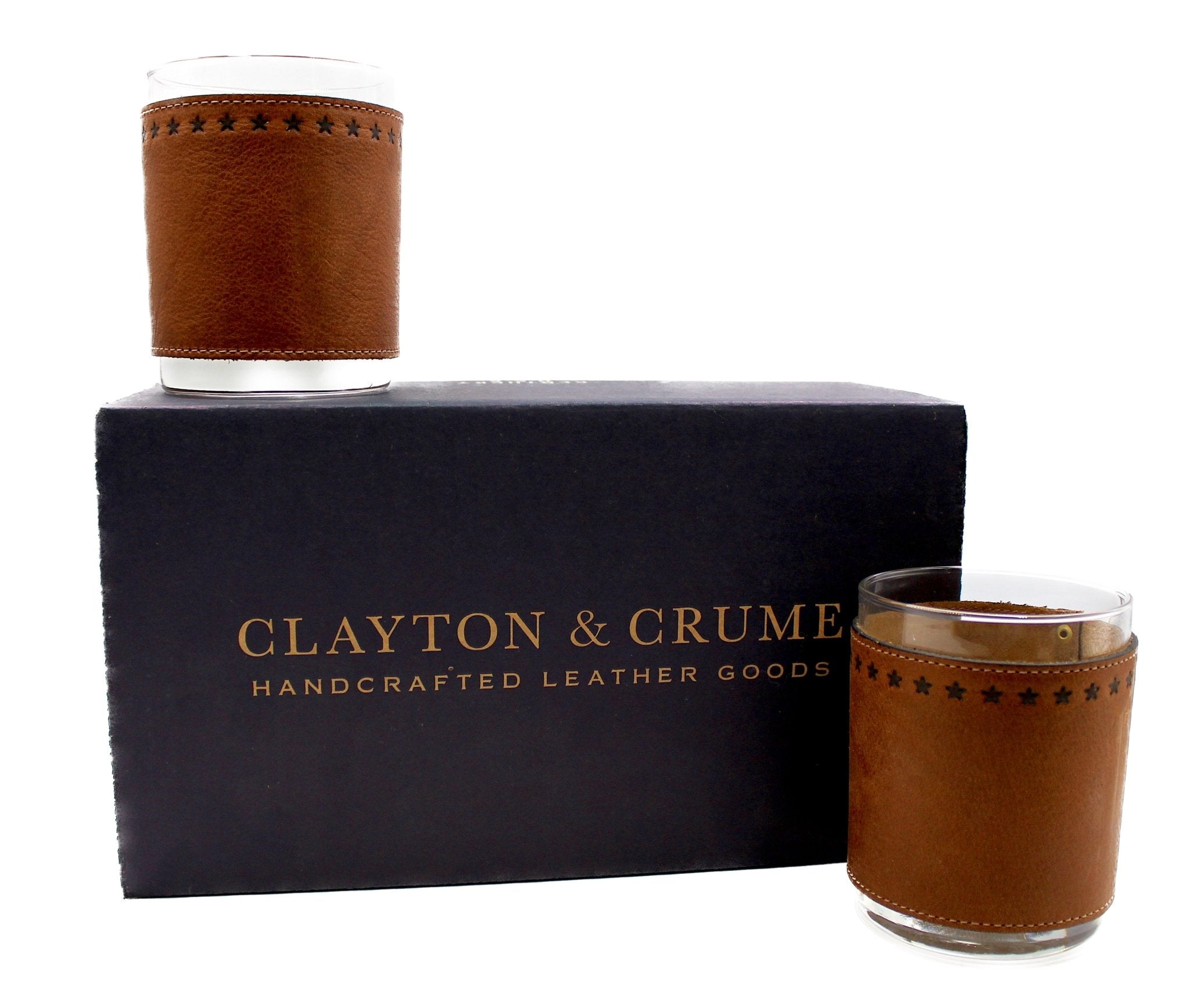 Star Stamped Leather Wrapped Rocks Glasses - The Great Republic
