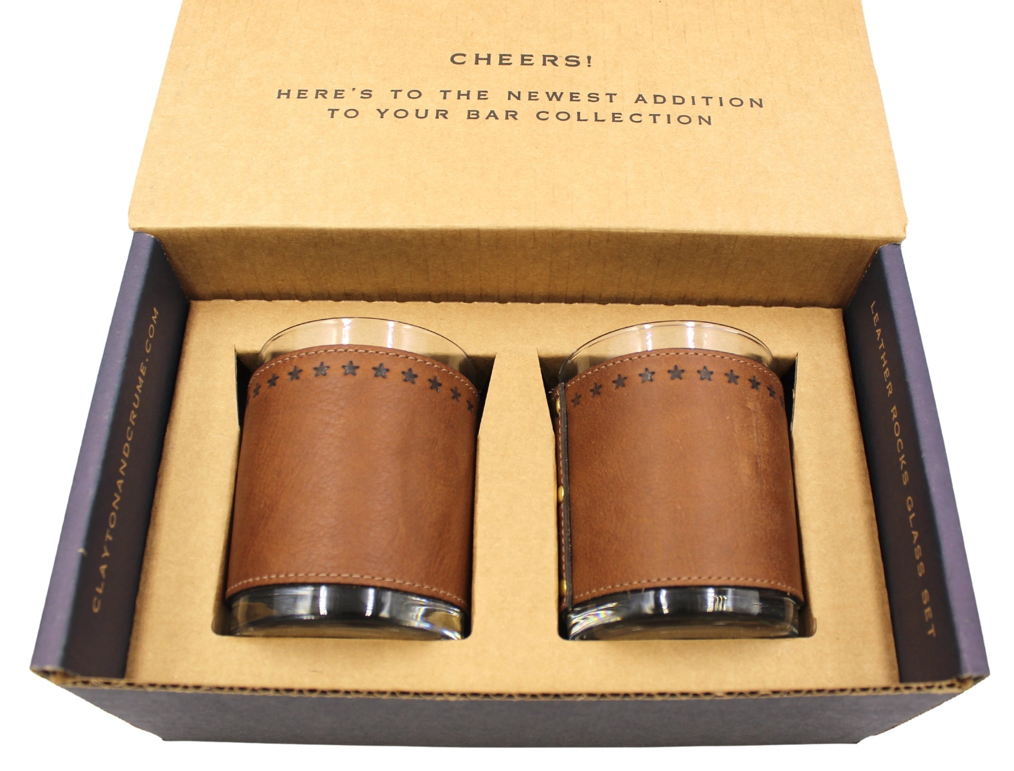 Star Stamped Leather Wrapped Rocks Glasses - The Great Republic