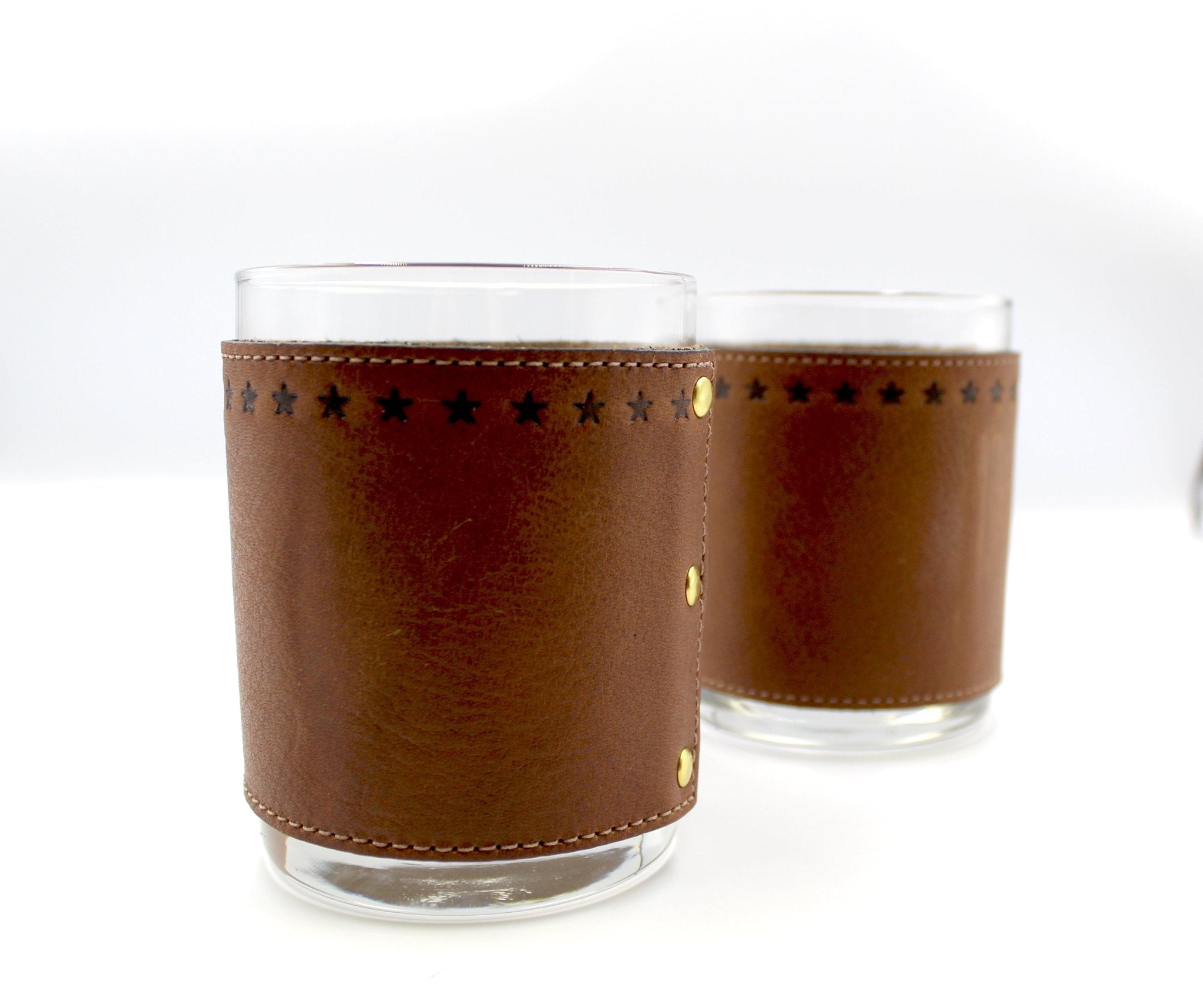 Star Stamped Leather Wrapped Rocks Glasses - The Great Republic