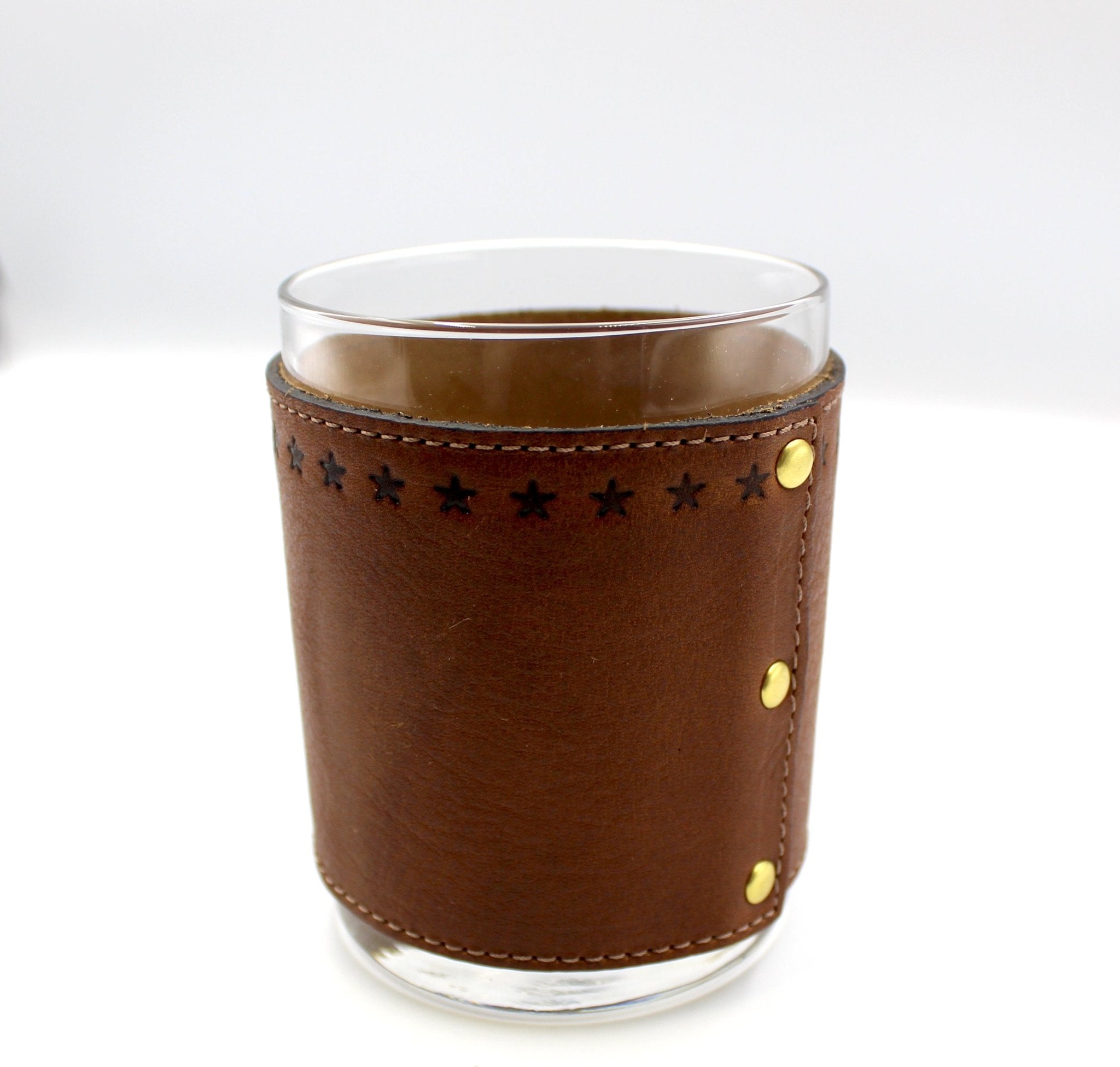 Star Stamped Leather Wrapped Rocks Glasses - The Great Republic