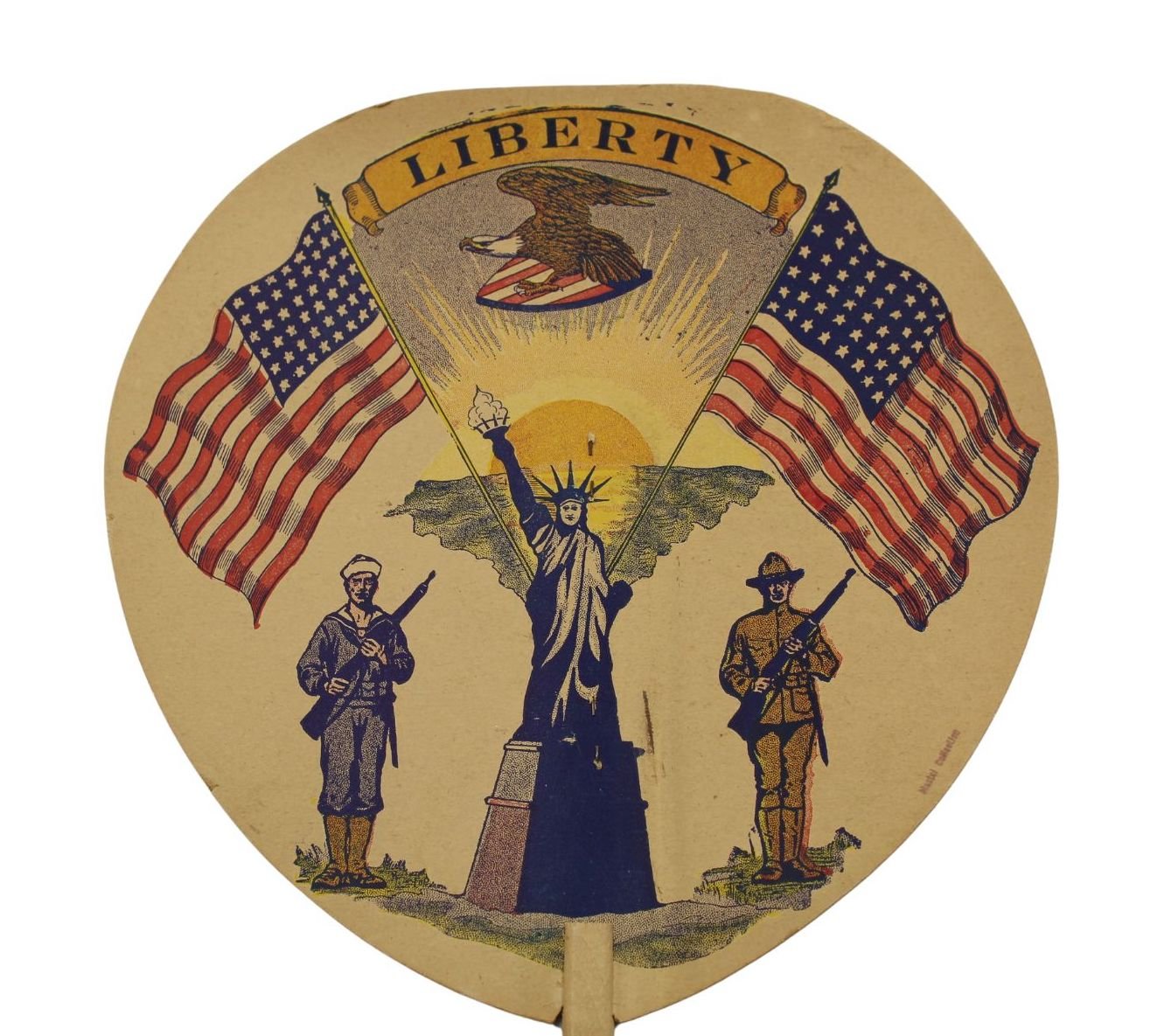 Statue of Liberty Patriotic Printed Paddle Fan, Early 20th Century - The Great Republic