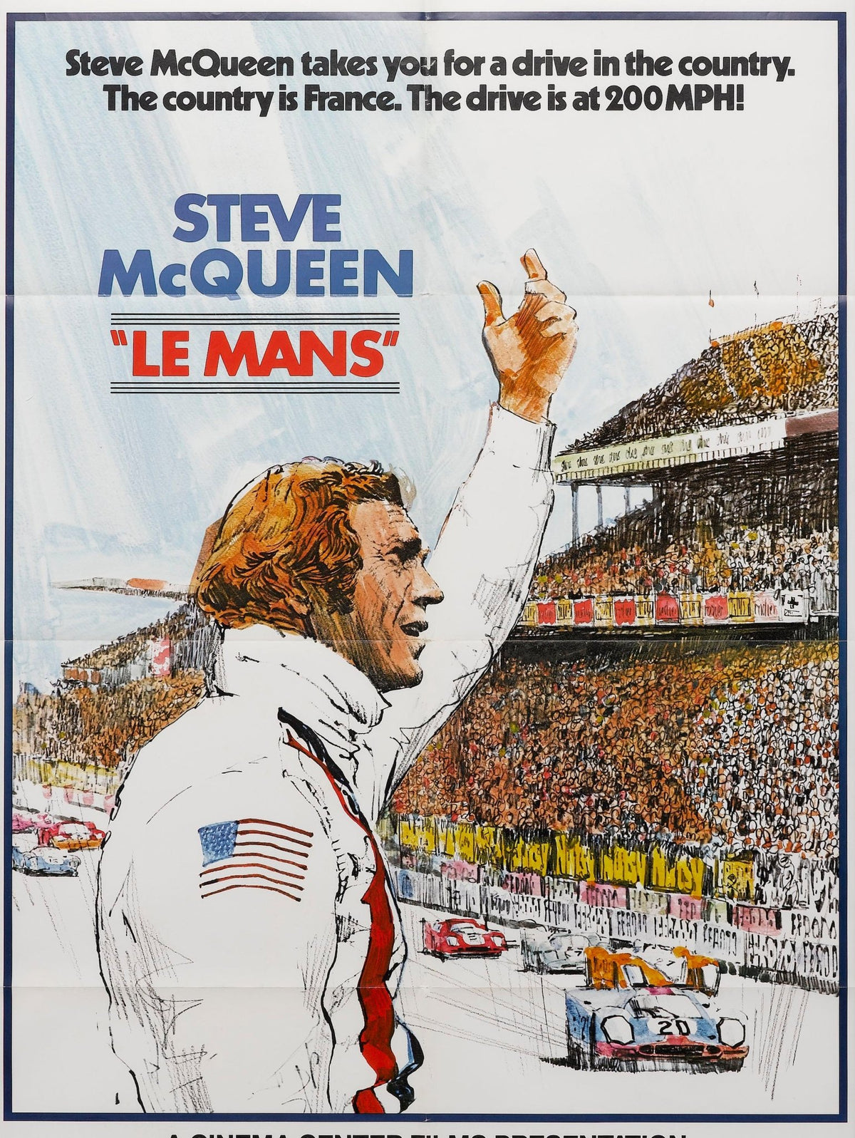"Steve McQueen. Le Mans" Vintage Movie Poster, 1971 - The Great Republic