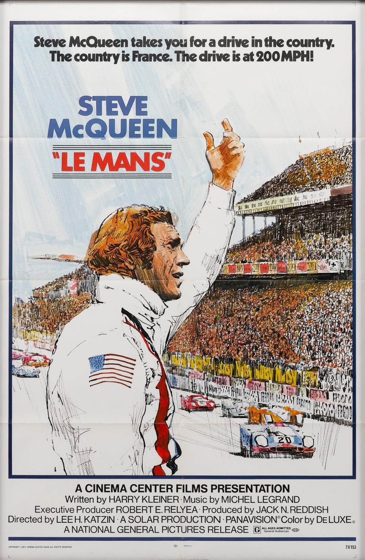 "Steve McQueen. Le Mans" Vintage Movie Poster, 1971 - The Great Republic