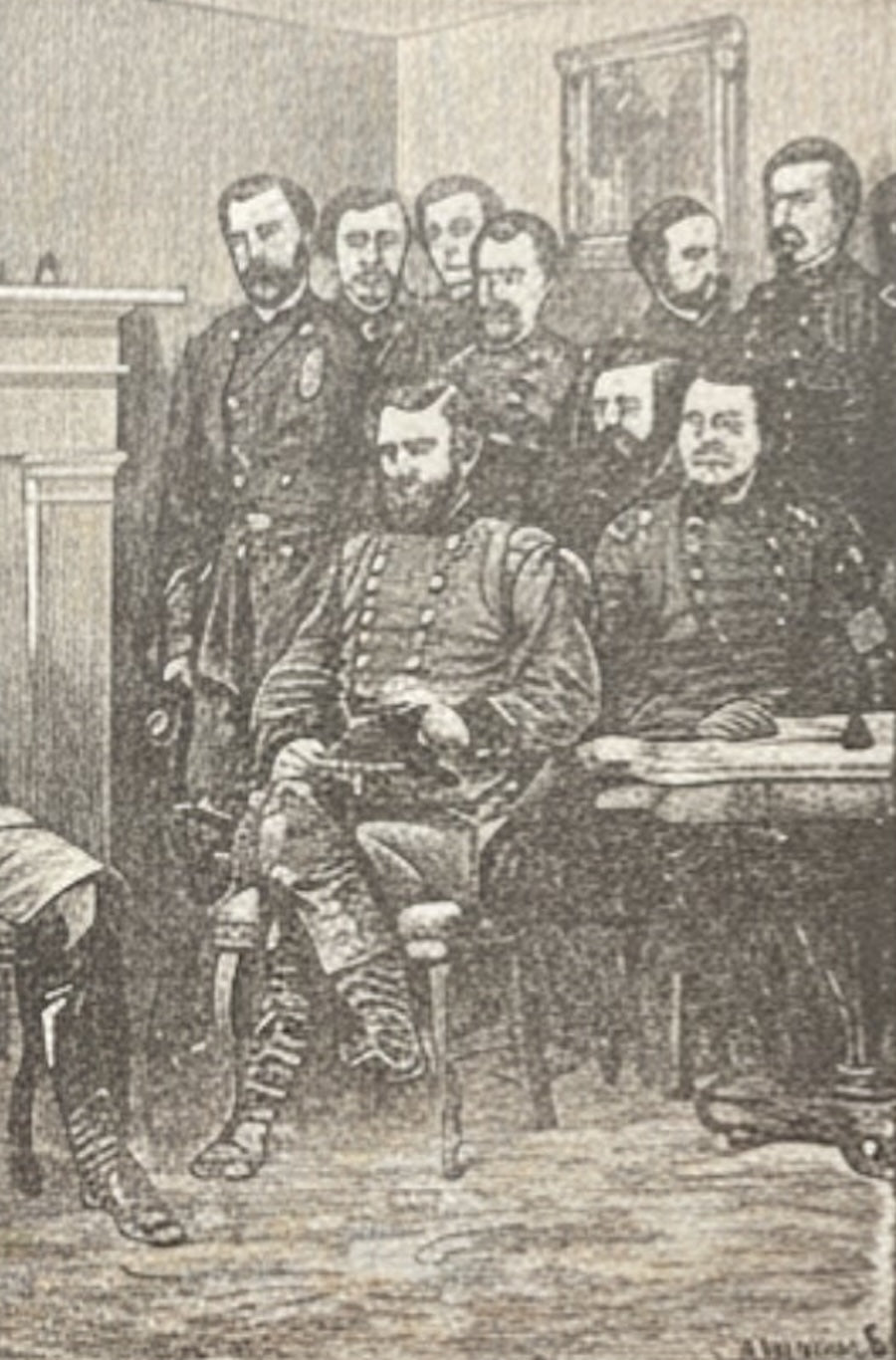 "Surrender of General Lee." Wood Engraving by D. Meeden, after A. R. Waud, [n.d.] - The Great Republic