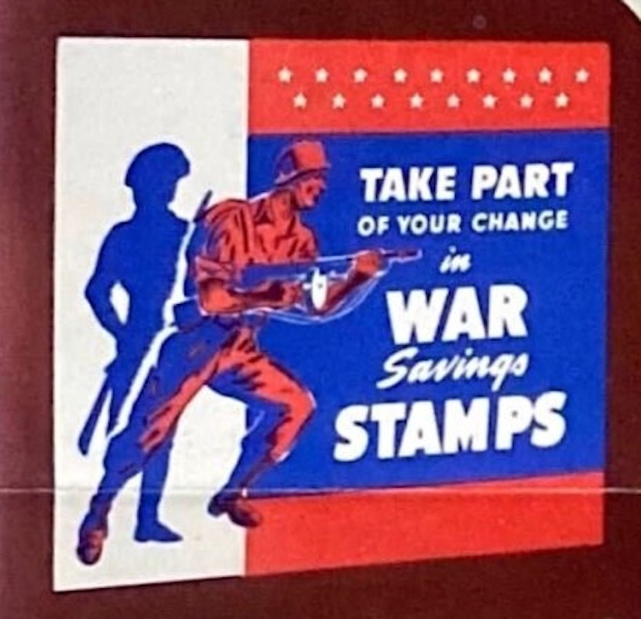 "Take Part of your change in War Savings Stamps" Vintage WWII Poster, 1942 - The Great Republic