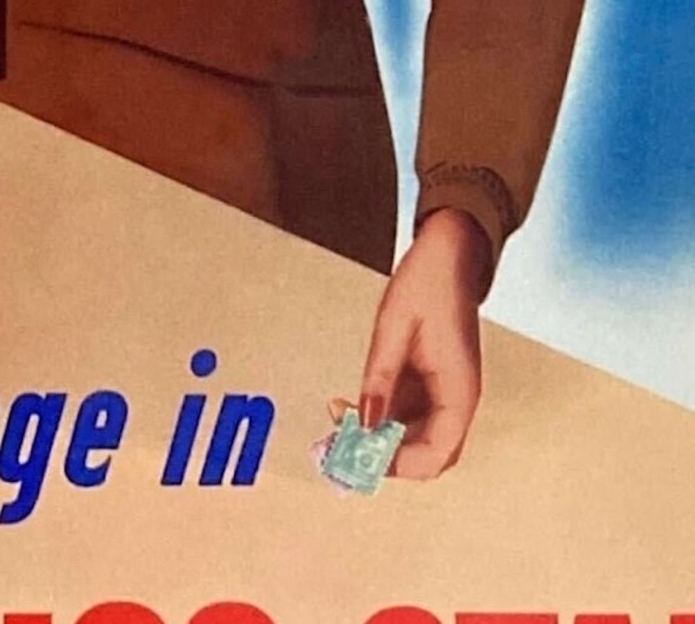 "Take Part of your change in War Savings Stamps" Vintage WWII Poster, 1942 - The Great Republic