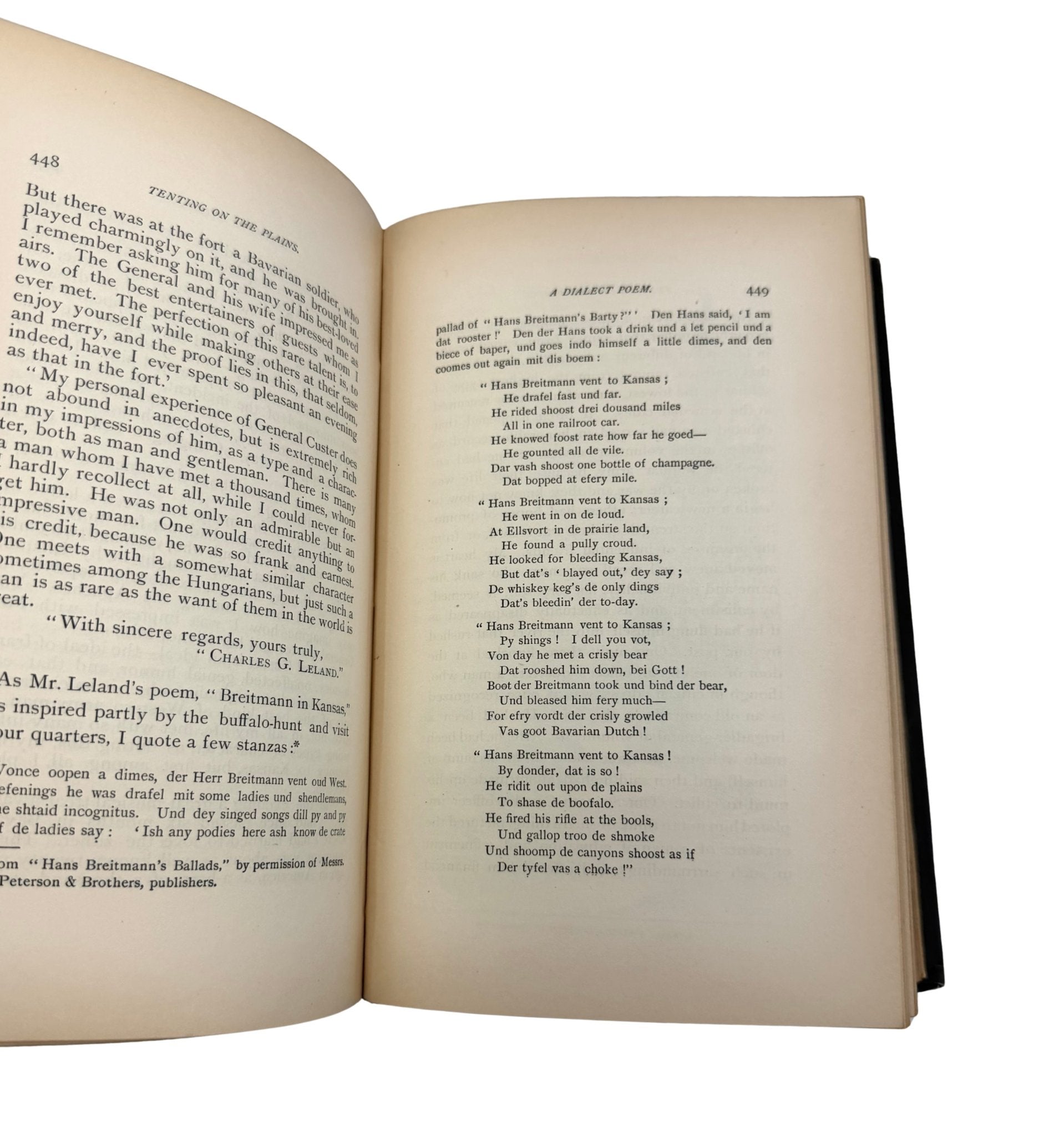 Tenting on the Plains, or General Custer in Kansas and Texas, by Elizabeth B. Custer, First Edition, in Original Boards, 1887 - The Great Republic