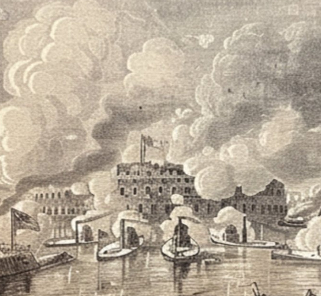 "The Attack on Fort Sumter by the Monitor Fleet." Engraved Civil War Battle Scene - The Great Republic