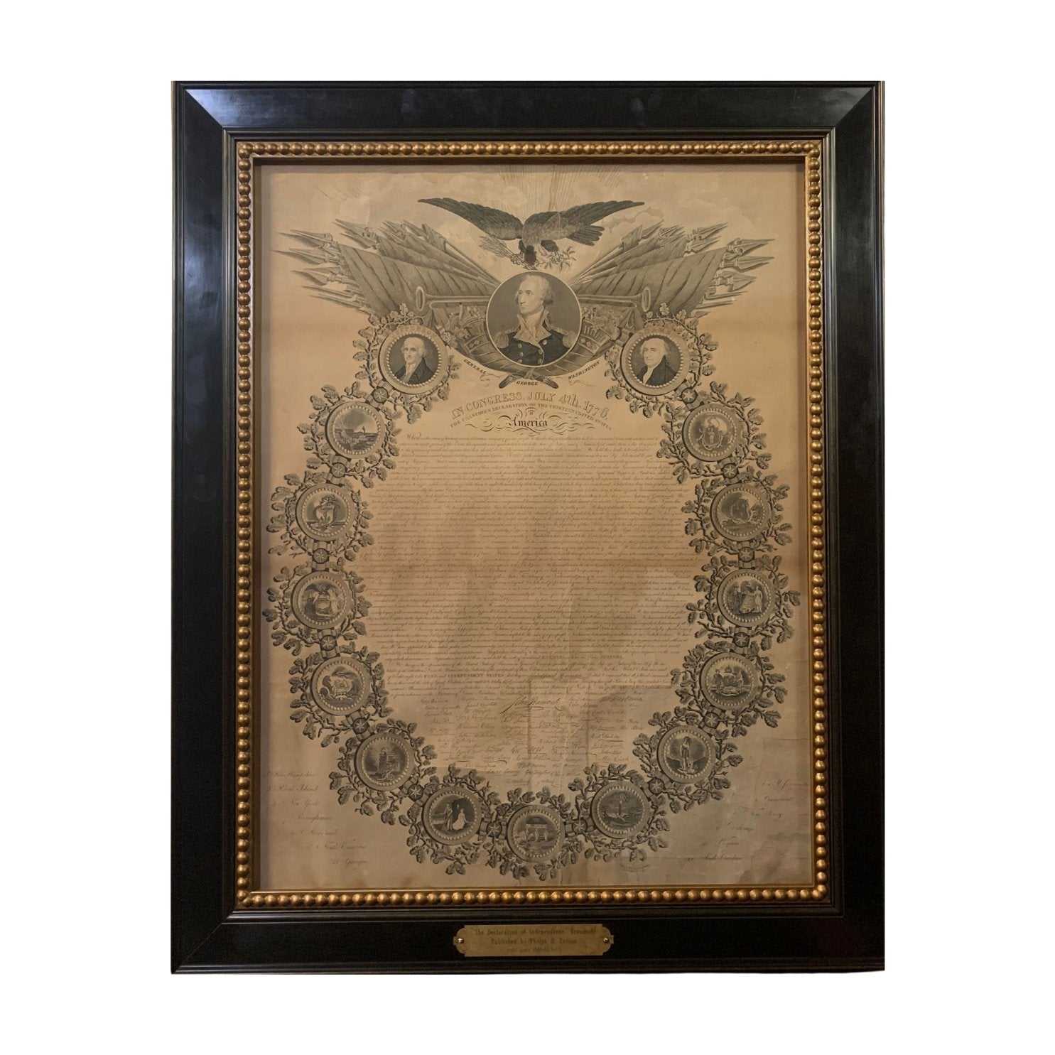 "The Declaration of Independence" Broadside, Published by Phelps & Ensign, circa 1841 - The Great Republic