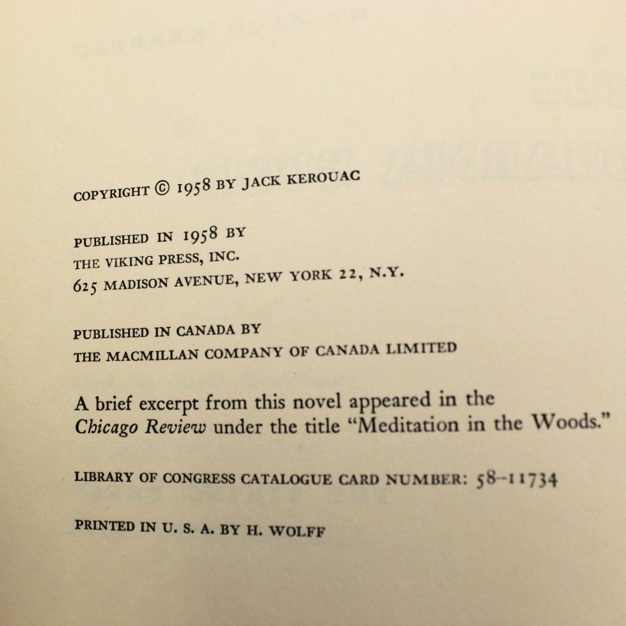 The Dharma Bums by Jack Kerouac, First Edition in Original Dust Jacket, 1958 - The Great Republic