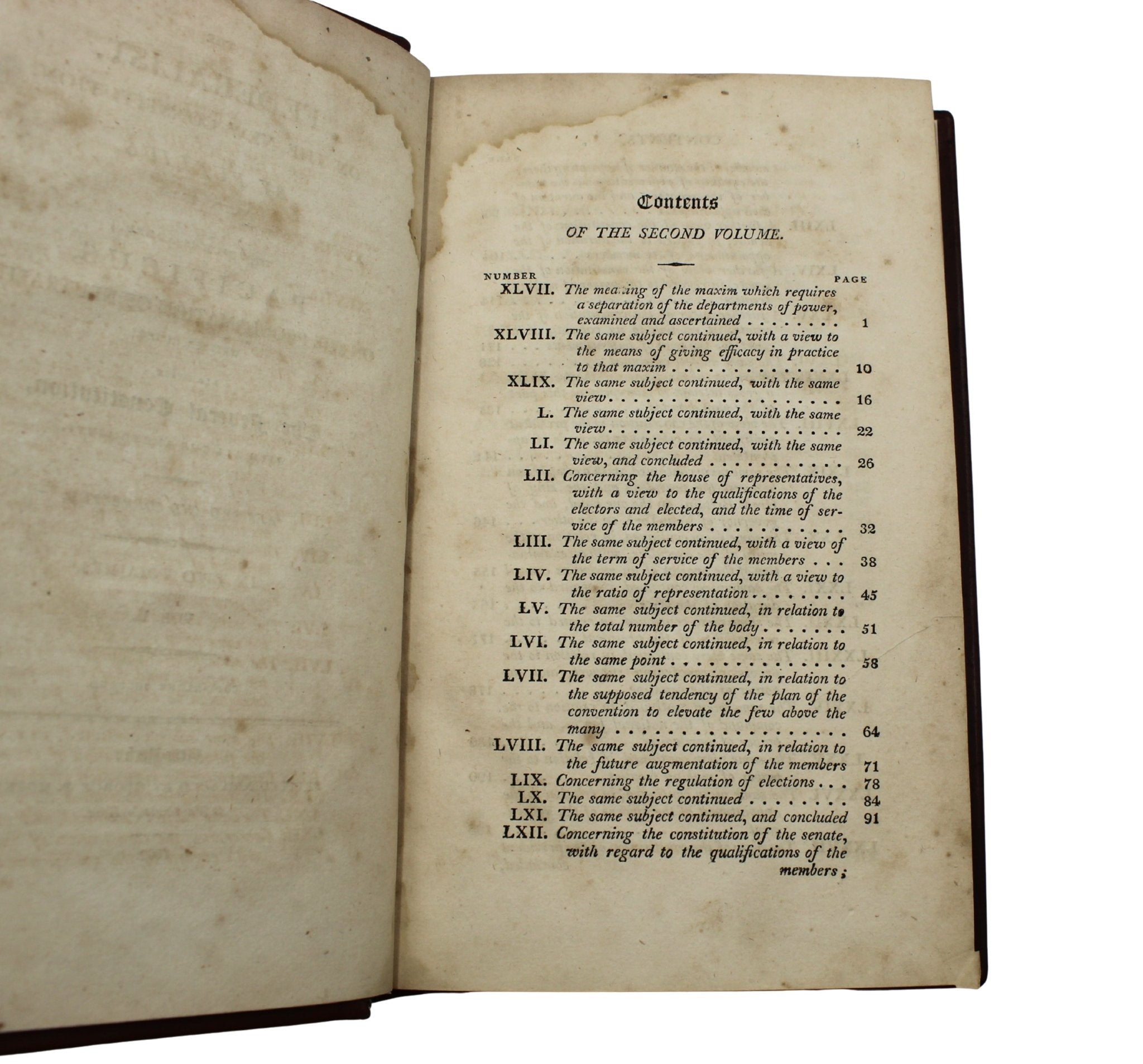 The Federalist, on The New Constitution by Publius, Second Edition, in Two Volumes, 1802 - The Great Republic