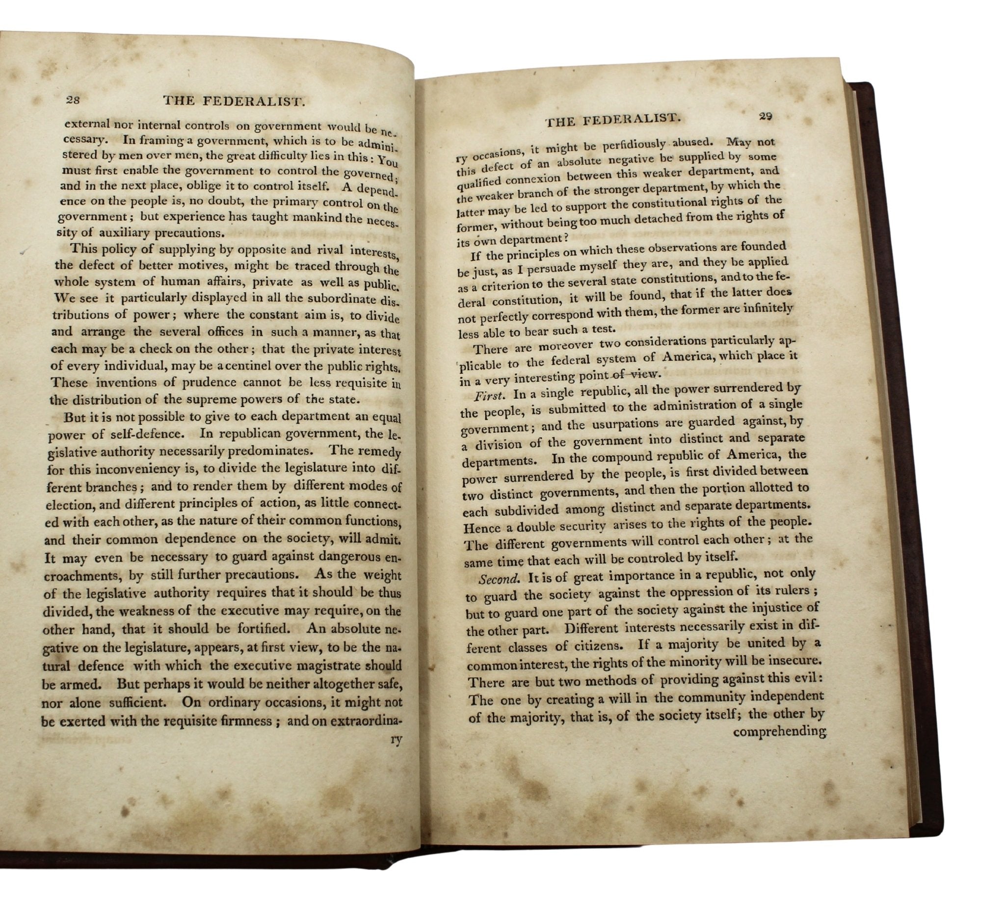 The Federalist, on The New Constitution by Publius, Second Edition, in Two Volumes, 1802 - The Great Republic