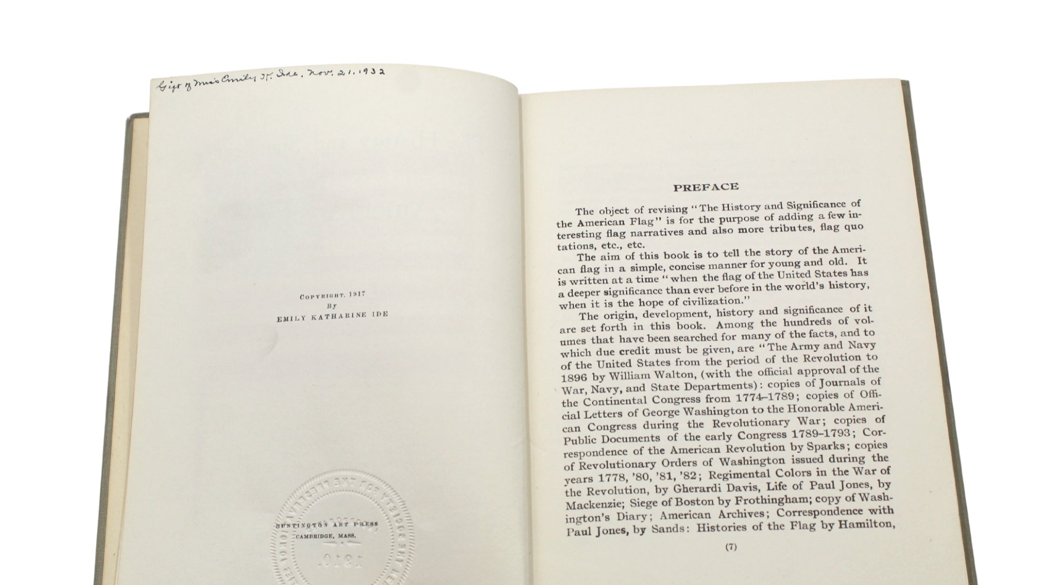 The History and Significance of the American Flag, Signed by Emily Katherine Ide, Signed by Ide, Revised Edition, 1917 - The Great Republic