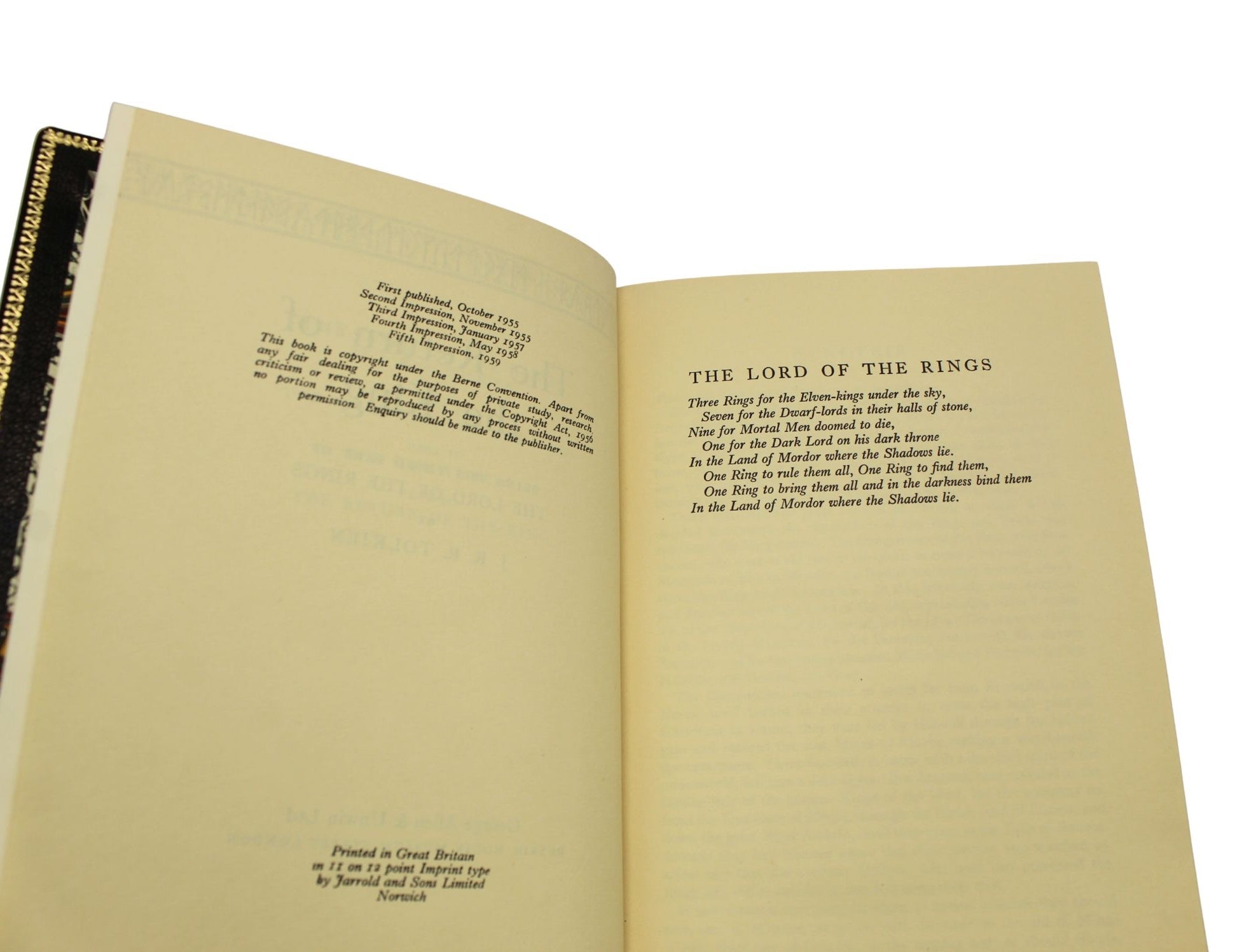 The Lord of the Rings Trilogy by J.R.R. Tolkien, Three Volume Set, First Editions, Fifth Impressions, 1956, 1957,1959 - The Great Republic