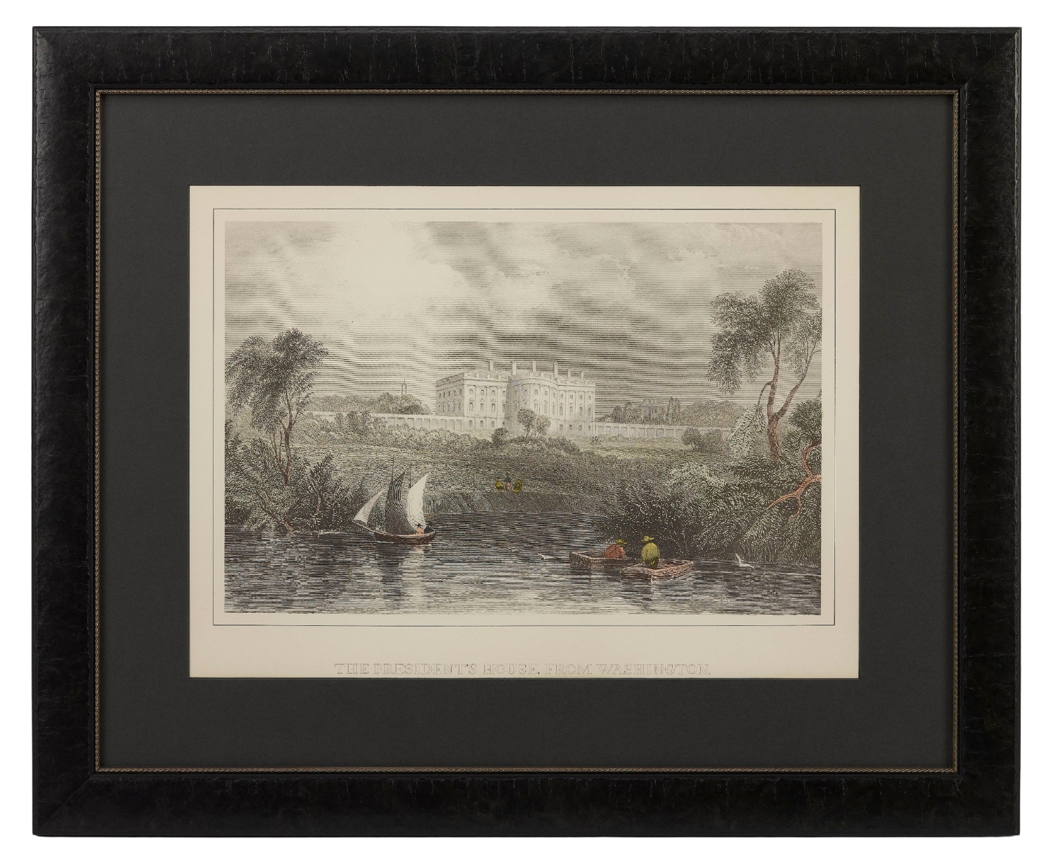 "The President's House, From Washington" Hand Colored Print, after William Henry Bartlett - The Great Republic