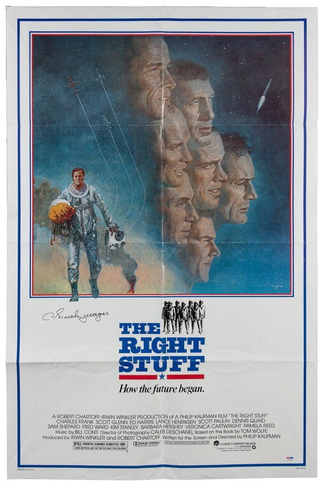 "The Right Stuff" Vintage Movie Poster, Signed by Chuck Yeager, 1983 - The Great Republic