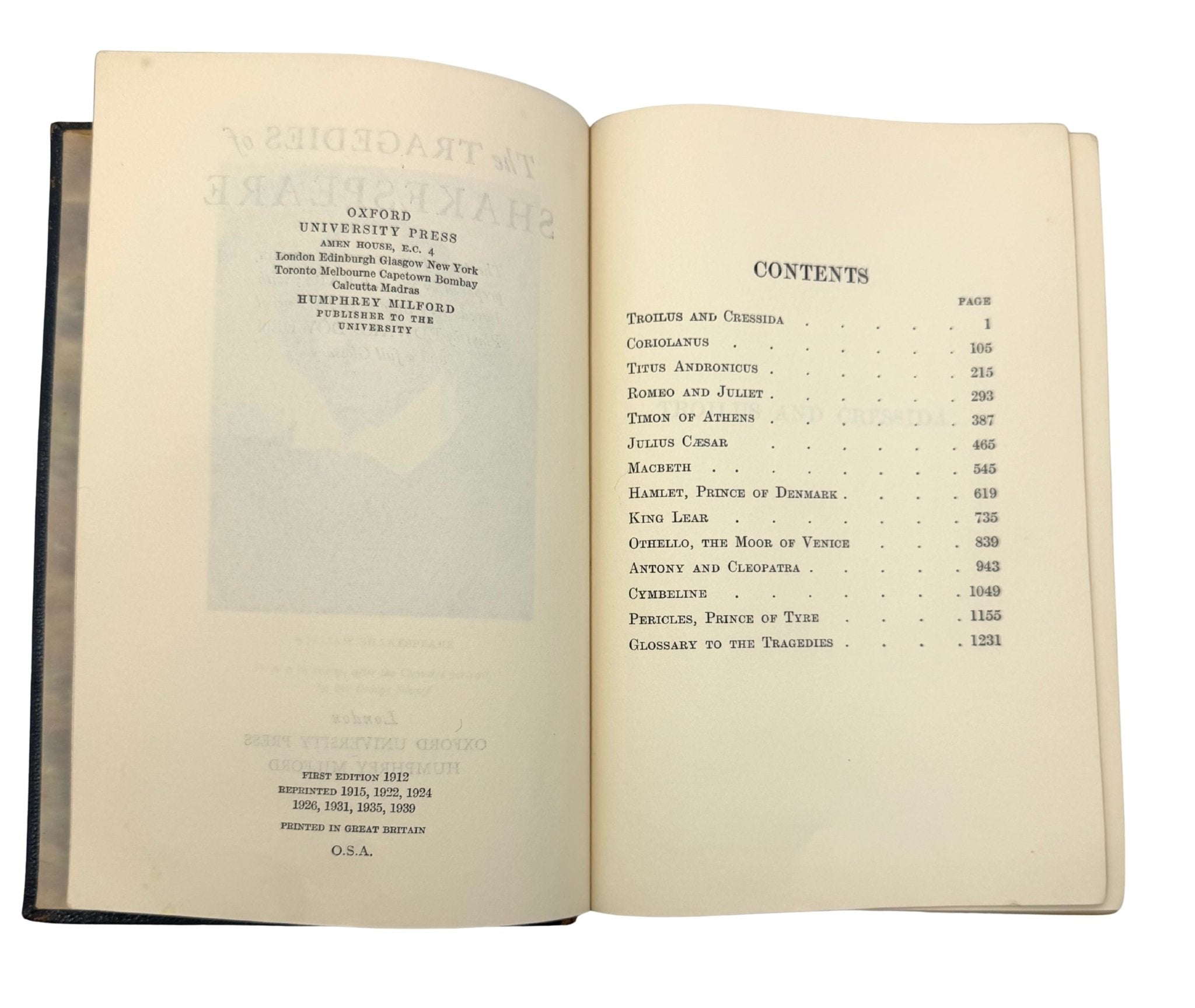 The Tragedies, Comedies, Histories and Poems of William Shakespeare, Three Volume Set, 1939-41, Wartime Presentation Copy from Her Royal Highness Princess Elizabeth, Gifted May 21, 1943 - The Great Republic