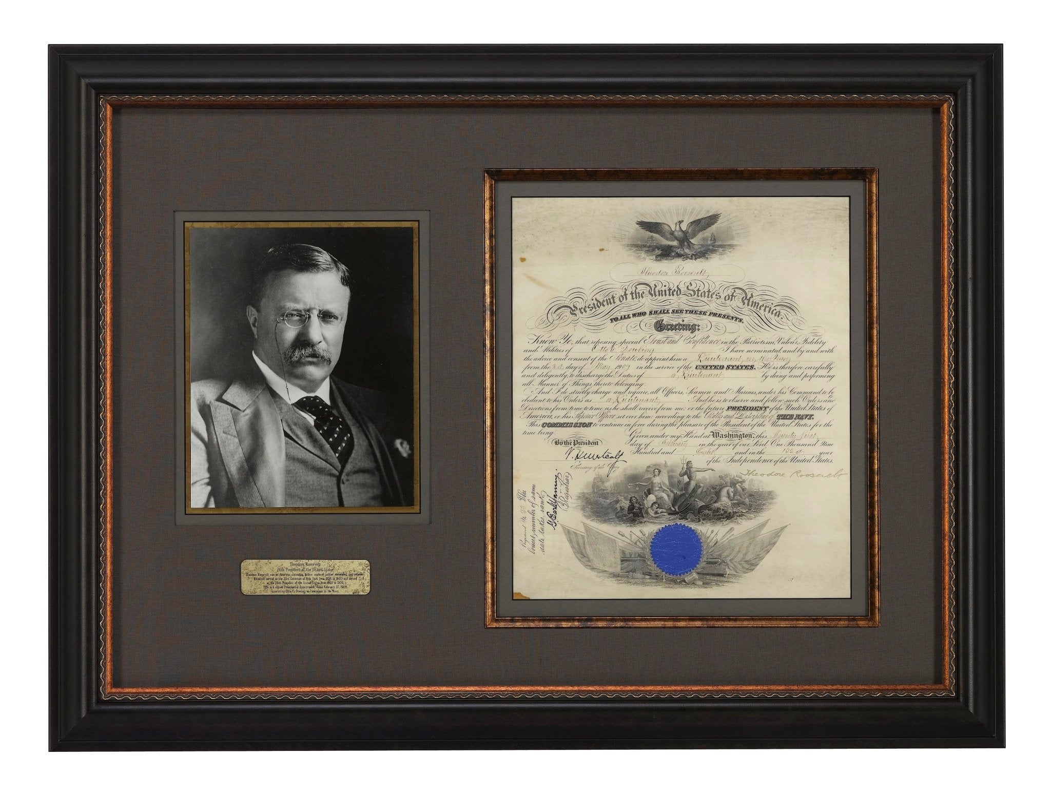 Theodore Roosevelt Signed Presidential Appointment, Dated February 27, 1908 - The Great Republic