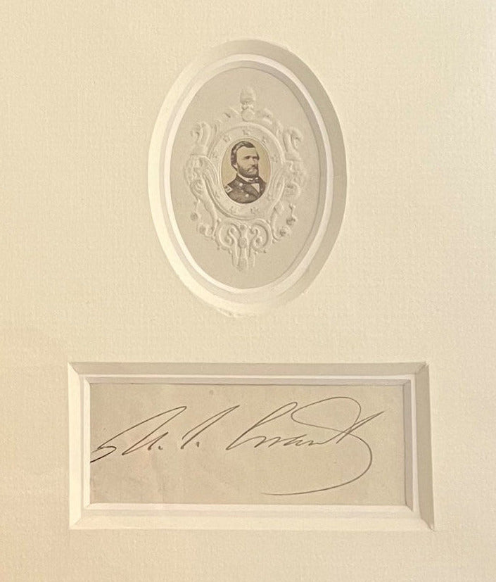 Ulysses S. Grant Signature, with Oval Albumen Carte - de - Visite of Grant - The Great Republic
