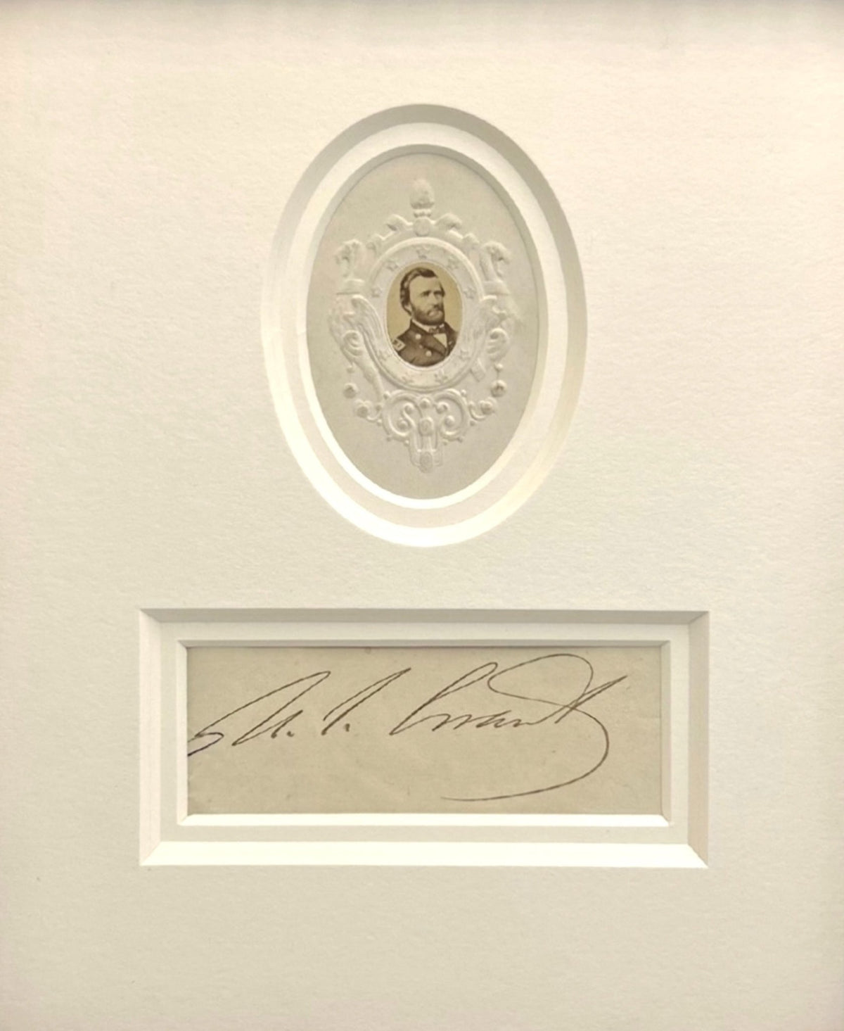 Ulysses S. Grant Signature, with Oval Albumen Carte-de-Visite of Grant - The Great Republic