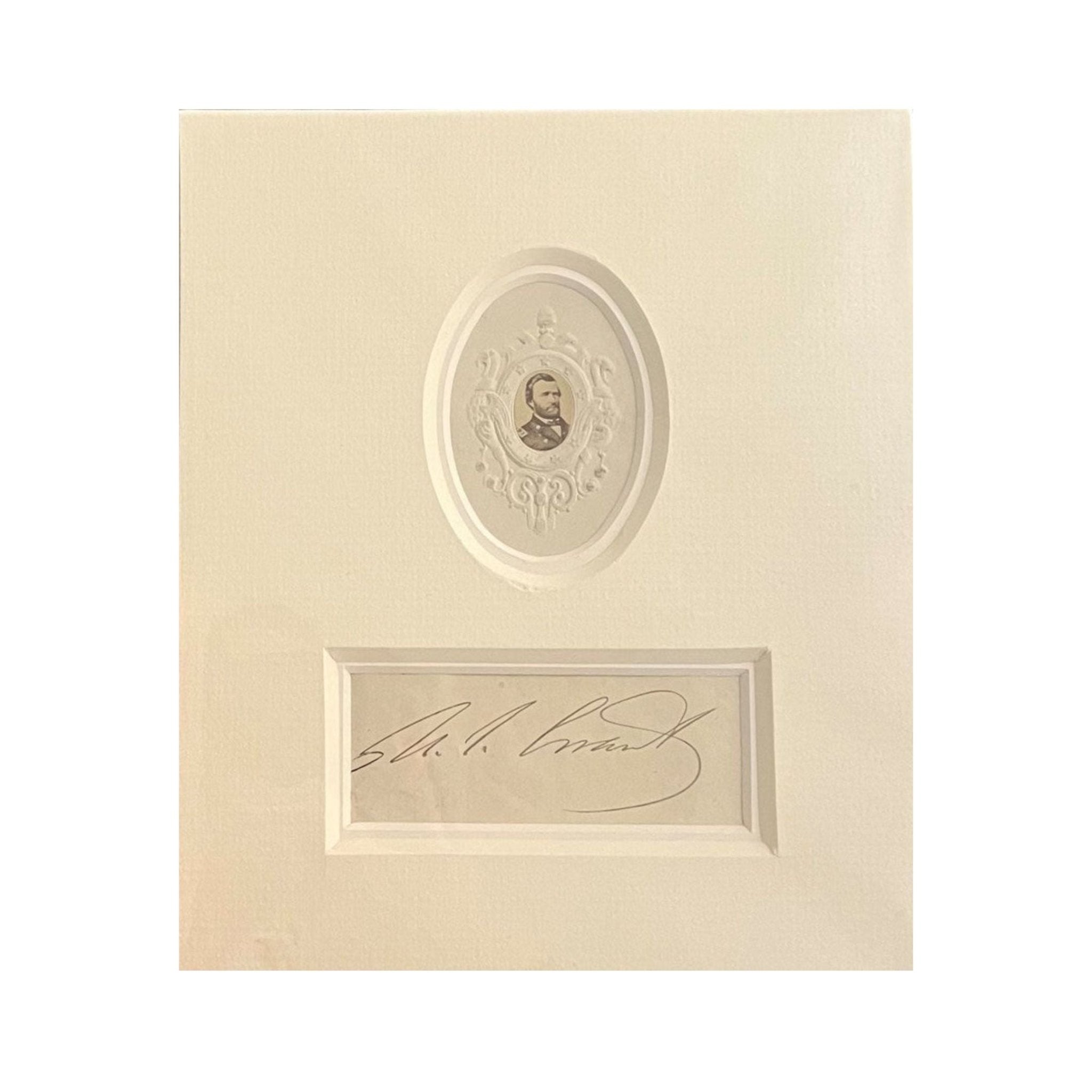 Ulysses S. Grant Signature, with Oval Albumen Carte - de - Visite of Grant - The Great Republic