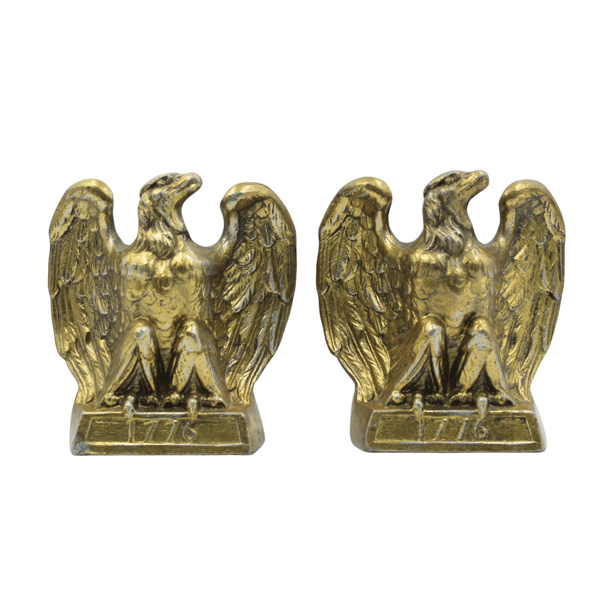 Vintage "1776" Brass American Eagle Bookends by Colonial Virginia - The Great Republic