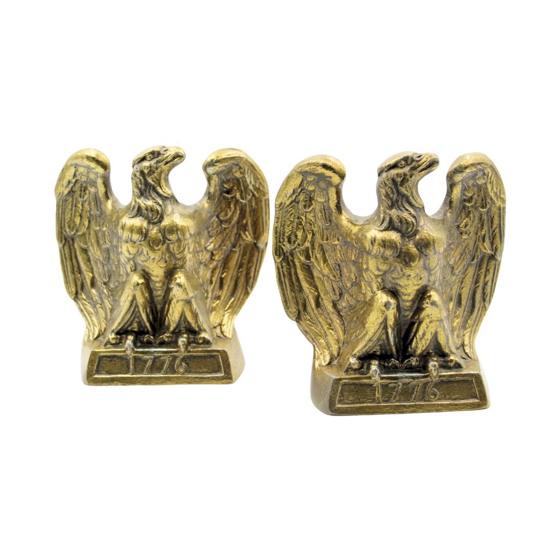 Vintage "1776" Brass American Eagle Bookends by Colonial Virginia - The Great Republic