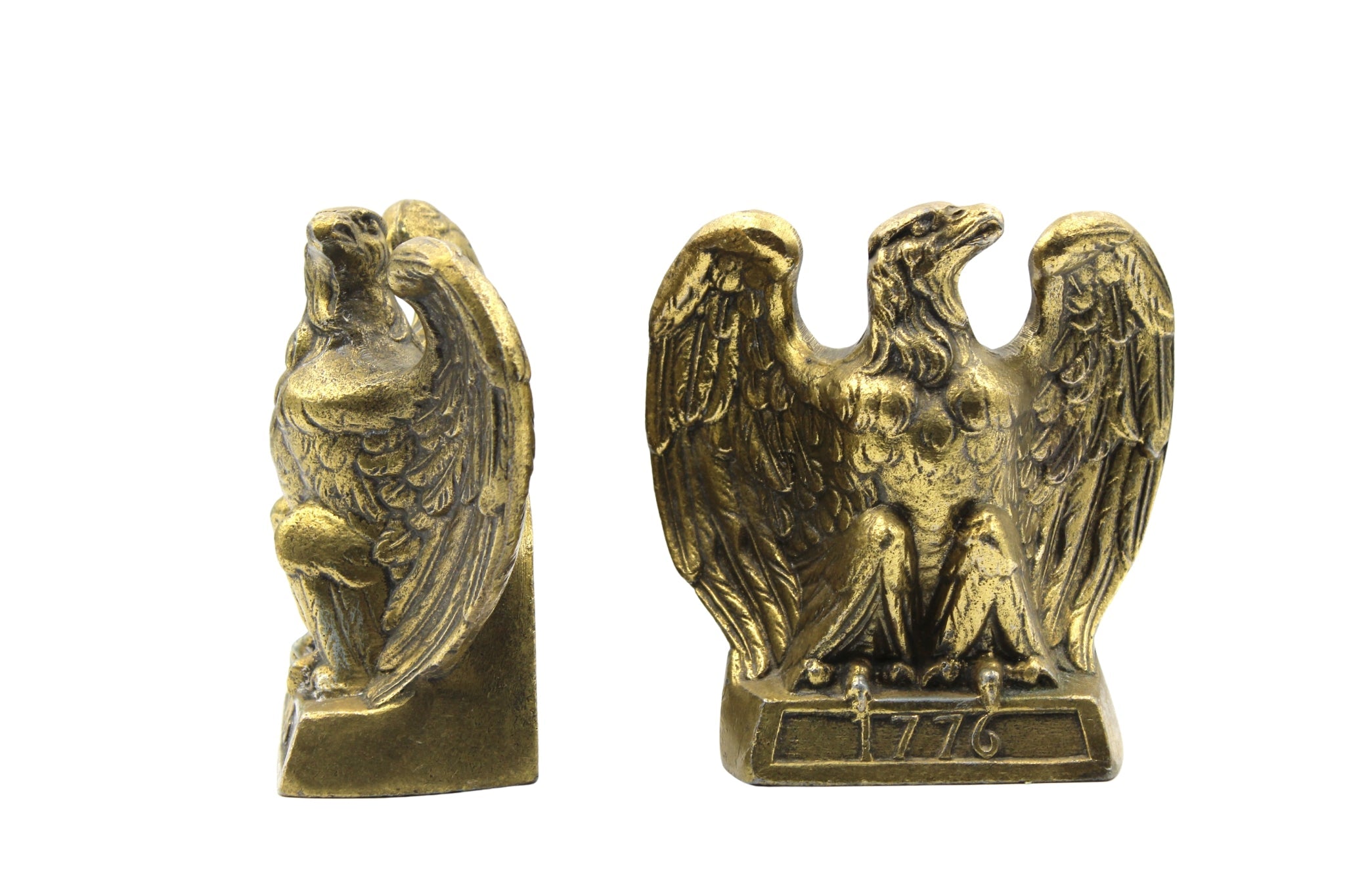 Vintage "1776" Brass American Eagle Bookends by Colonial Virginia - The Great Republic