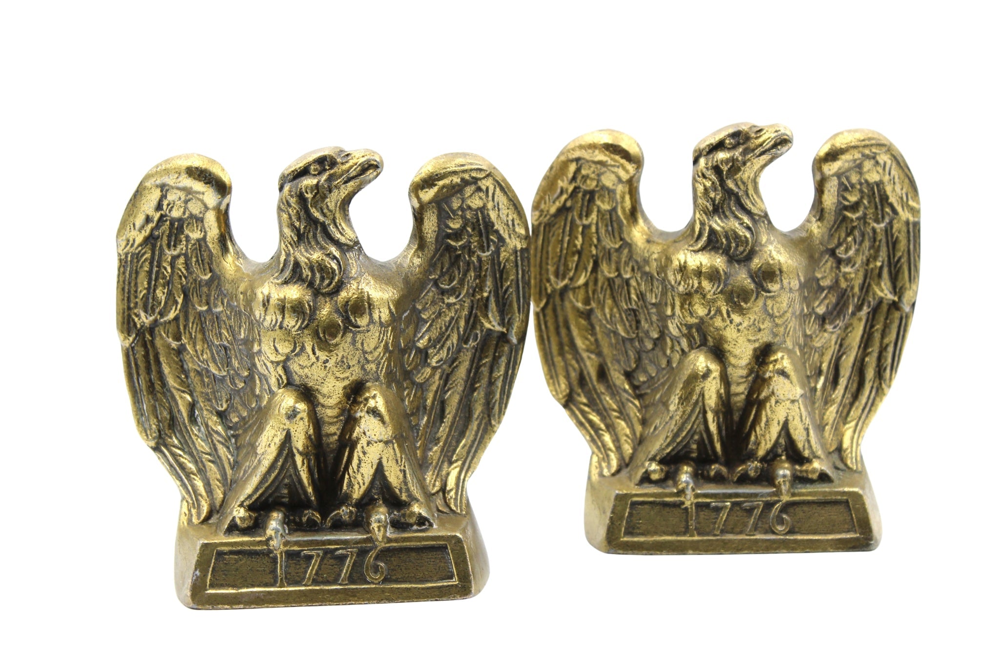 Vintage "1776" Brass American Eagle Bookends by Colonial Virginia - The Great Republic