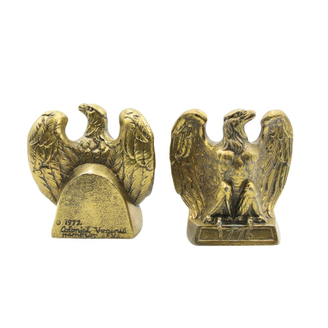 Vintage "1776" Brass American Eagle Bookends by Colonial Virginia - The Great Republic
