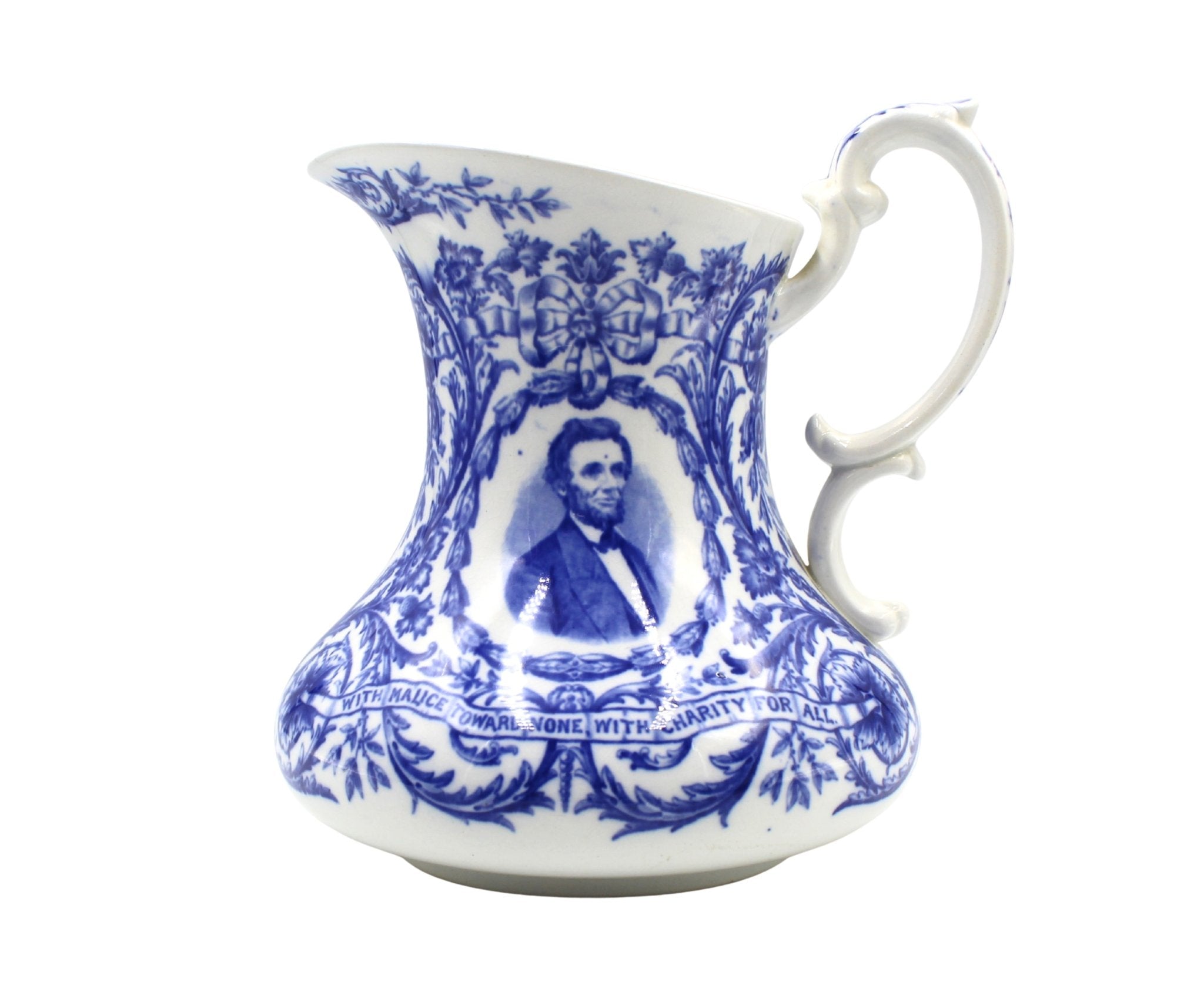 Vintage Abraham Lincoln Blue Transferware Pitcher by Cauldon - The Great Republic