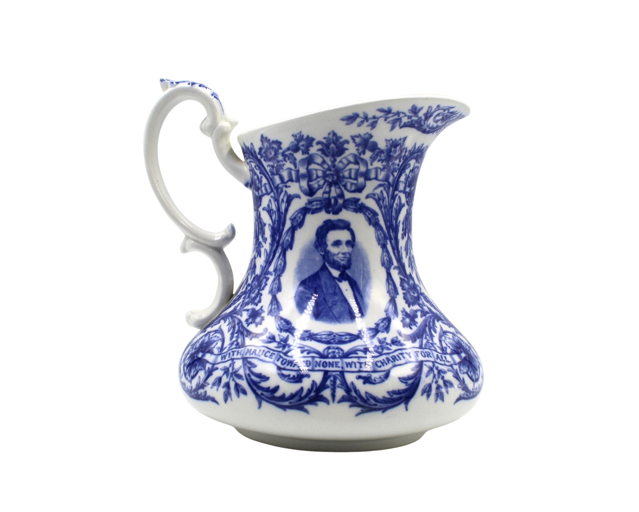 Vintage Abraham Lincoln Blue Transferware Pitcher by Cauldon - The Great Republic