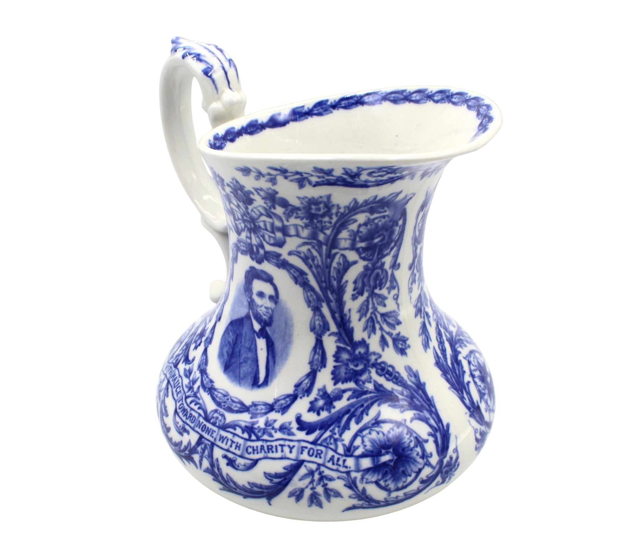 Vintage Abraham Lincoln Blue Transferware Pitcher by Cauldon - The Great Republic