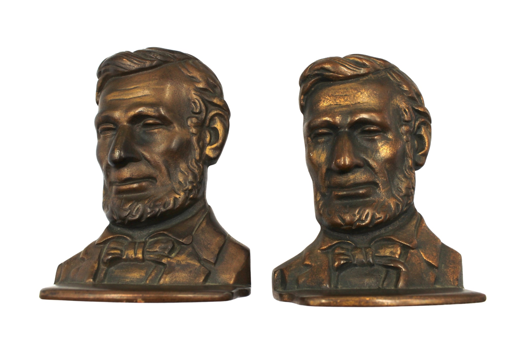 Vintage Abraham Lincoln Bronze Bust Bookends - The Great Republic