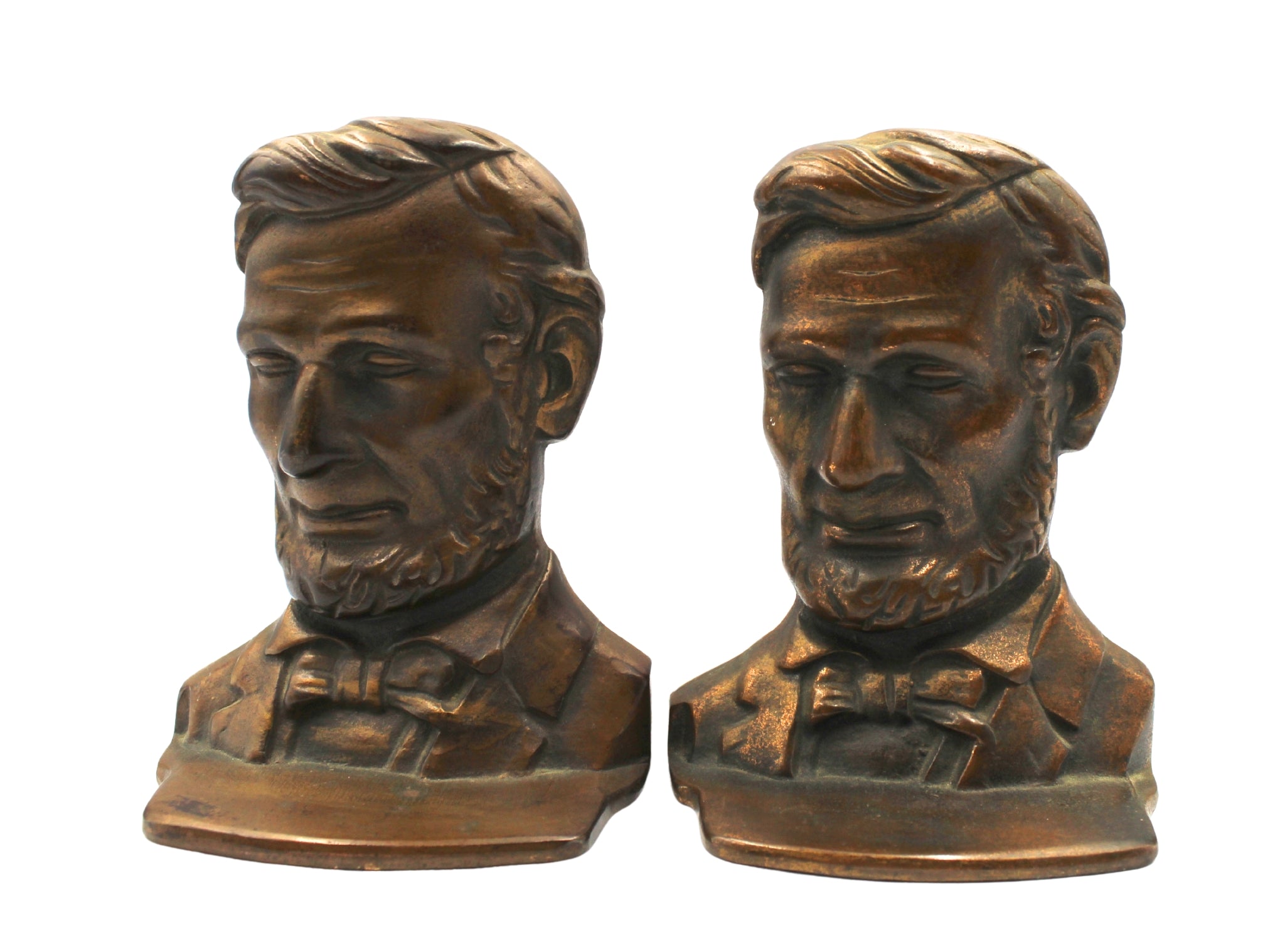 Vintage Abraham Lincoln Bronze Bust Bookends - The Great Republic