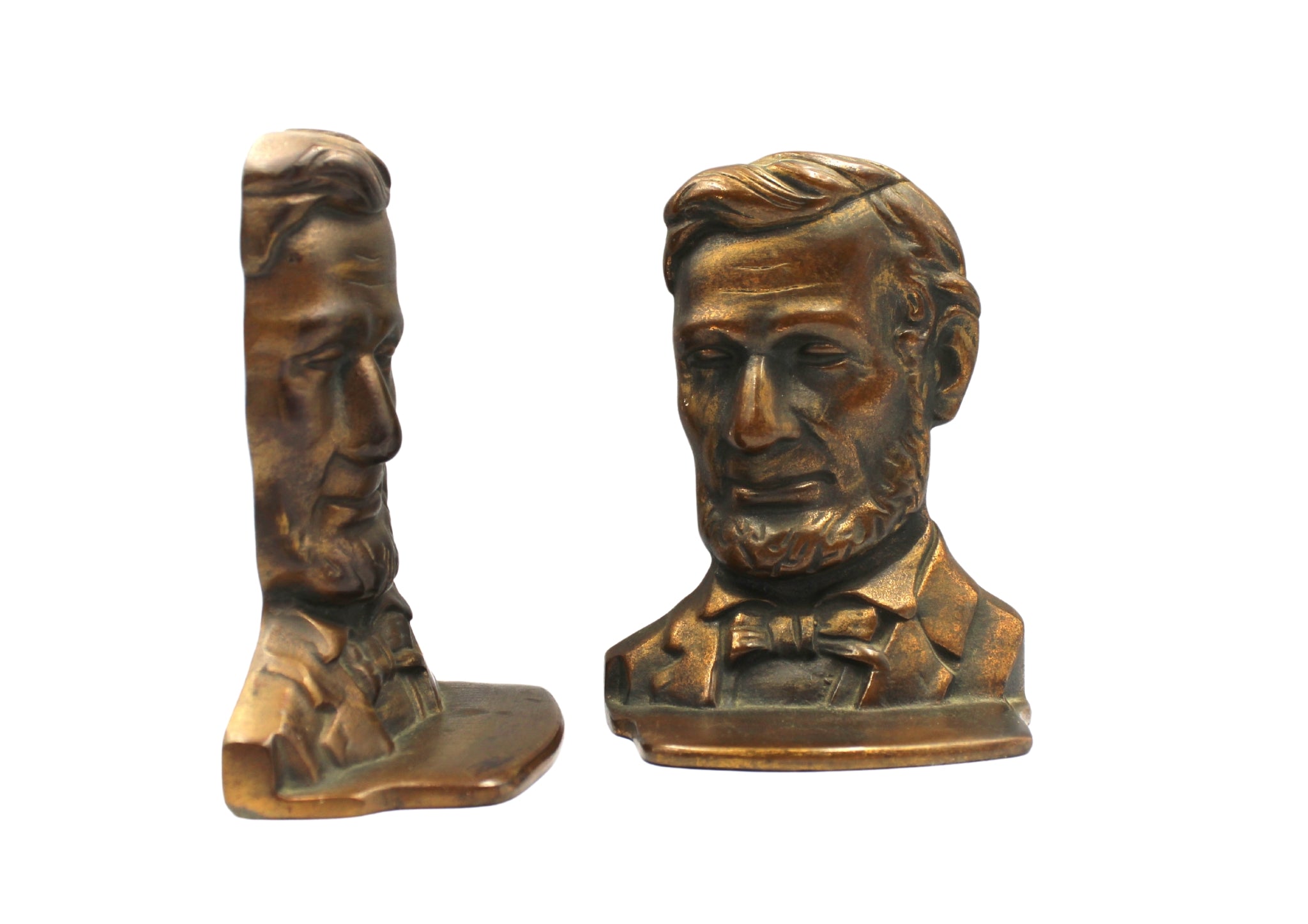 Vintage Abraham Lincoln Bronze Bust Bookends - The Great Republic