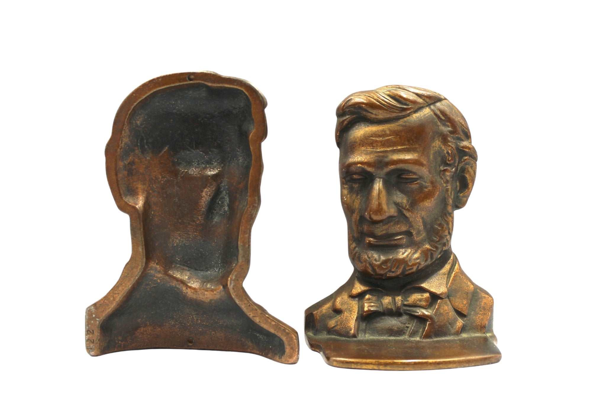 Vintage Abraham Lincoln Bronze Bust Bookends - The Great Republic