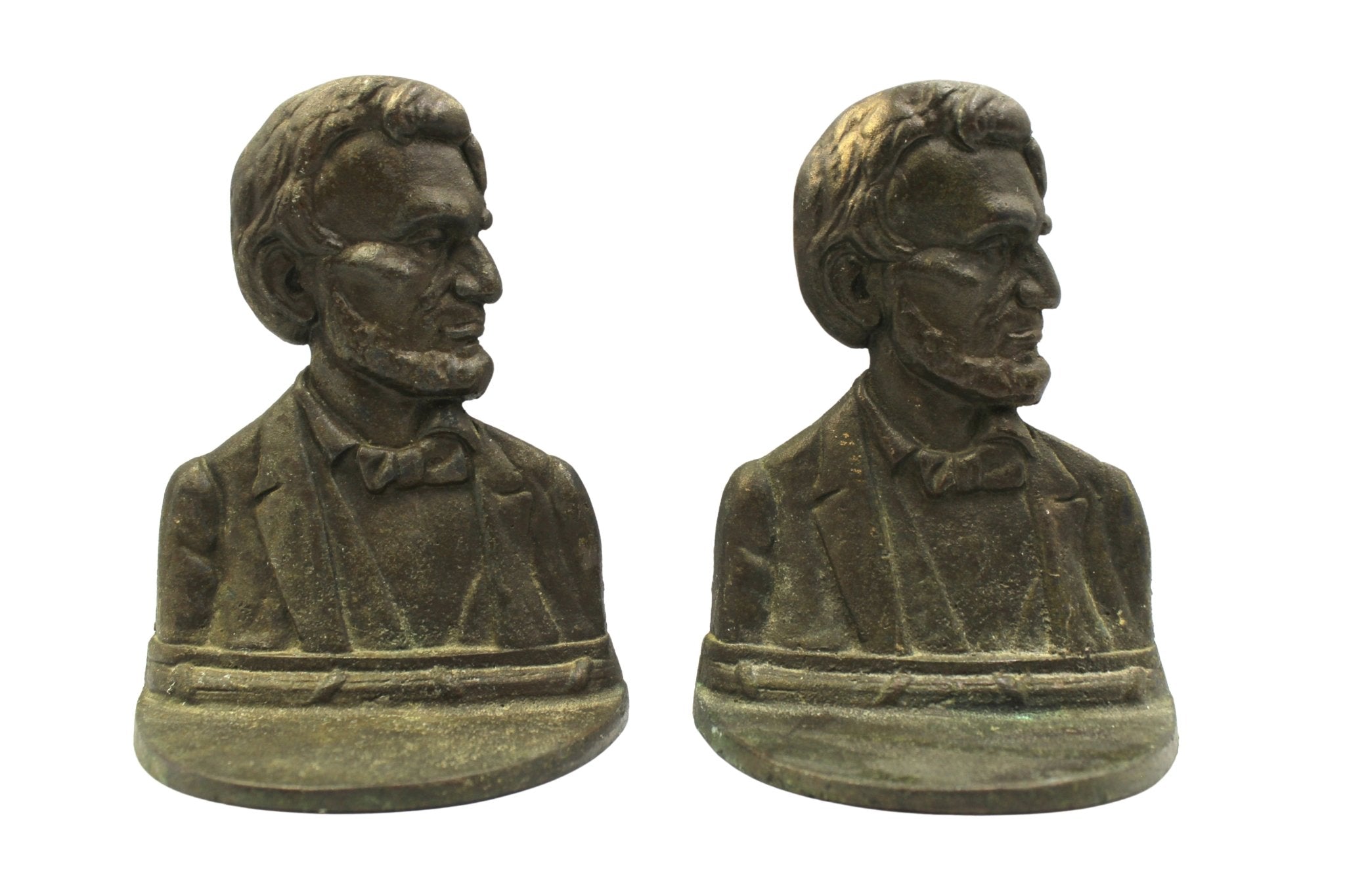 Vintage Abraham Lincoln Bust Bookends by Bronze Met Art Co., 1927 - The Great Republic