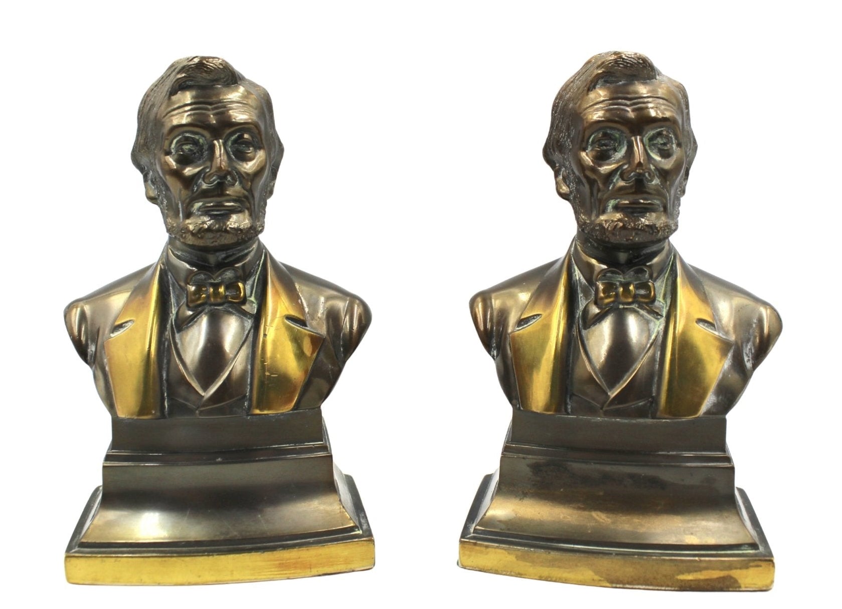 Vintage Abraham Lincoln Bust Bookends by PM American Craftsman - The Great Republic