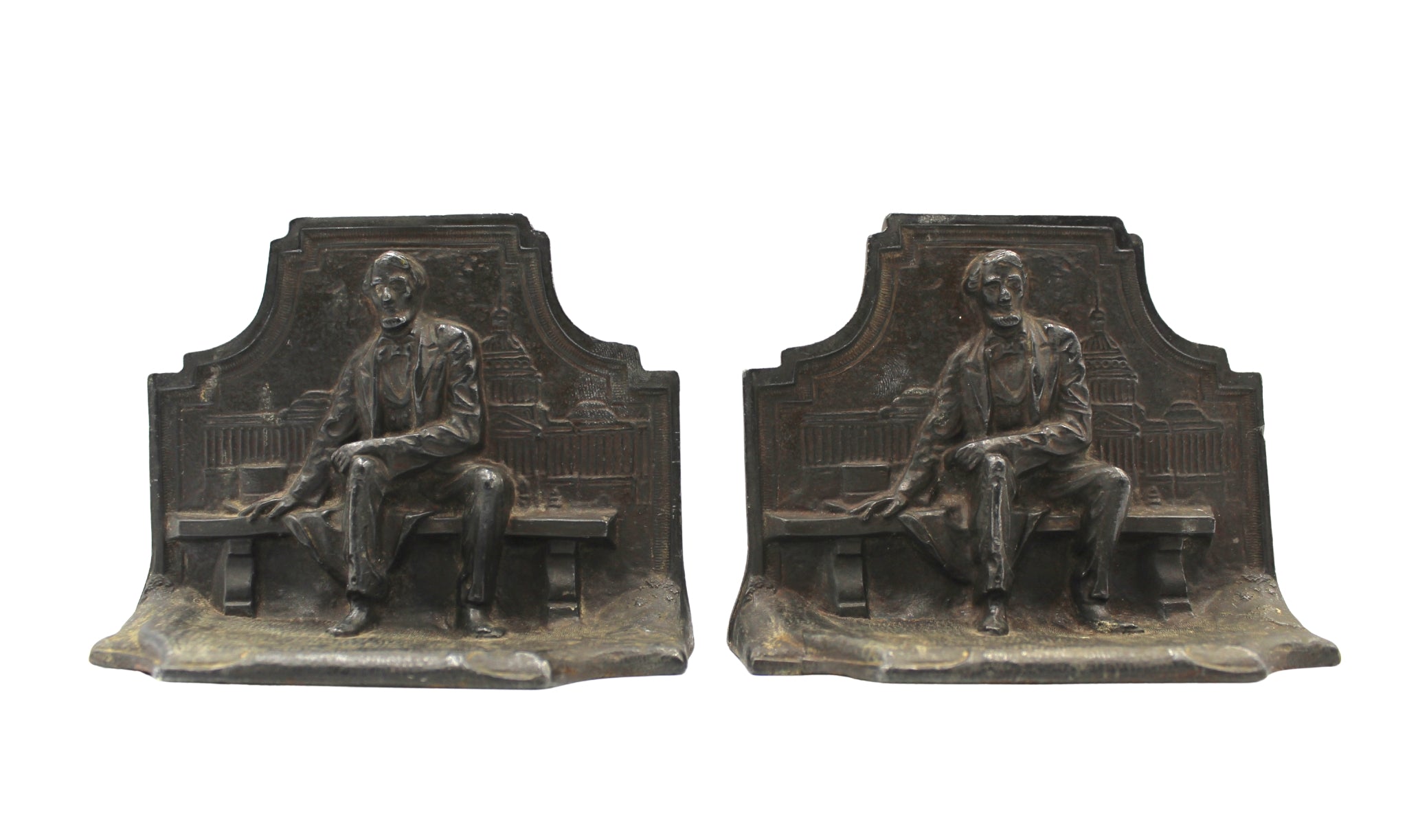 Vintage Abraham Lincoln Seated Bookends - The Great Republic