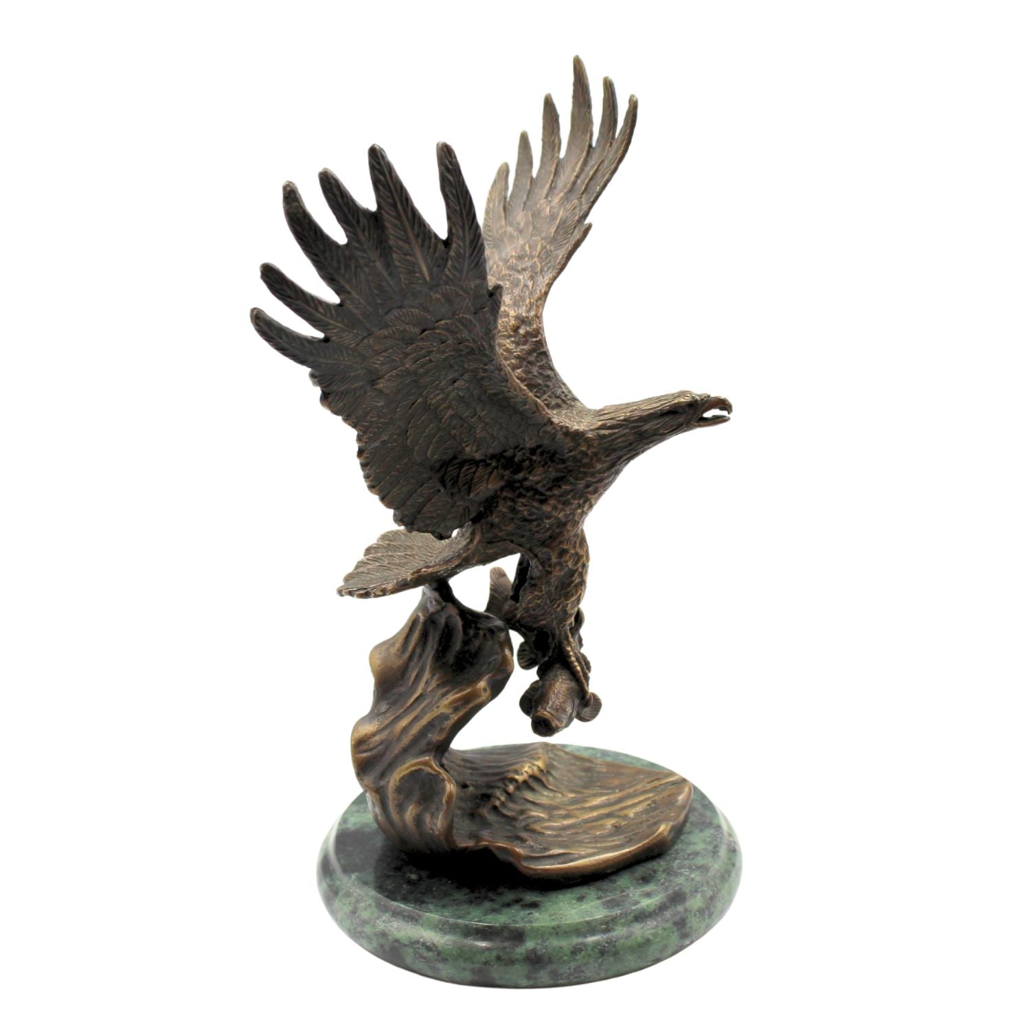 Vintage Bronze Eagle with Fish Sculpture on Green Marble Base, Late 20th Century - The Great Republic