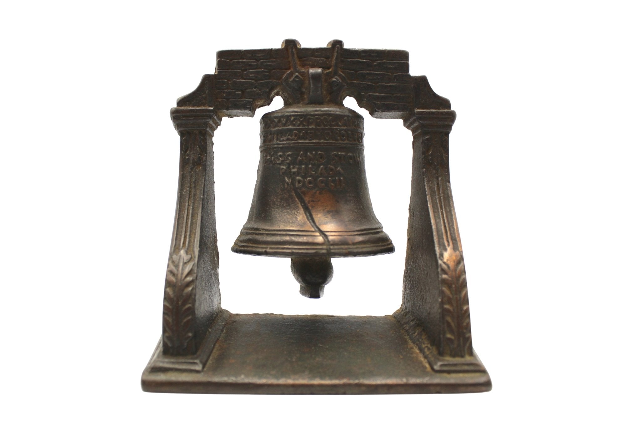 Vintage Cast Iron Liberty Bell Bookends - The Great Republic