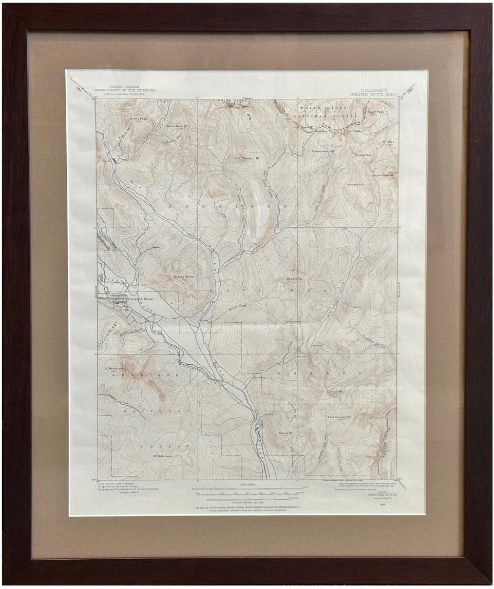 Vintage "Colorado, Crested Butte Sheet" United States Geological Survey Topographical Map, 20th Century - The Great Republic
