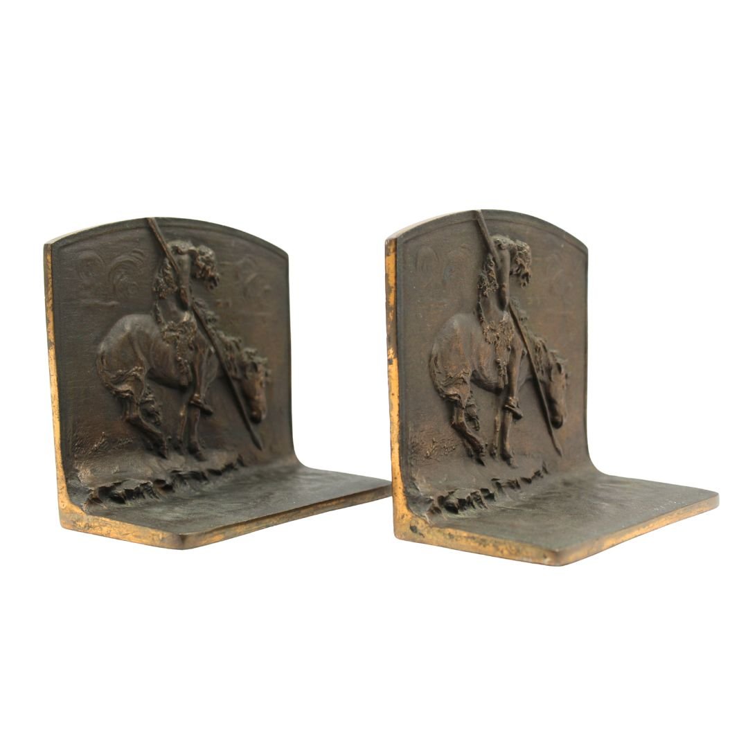Vintage "End of the Trail" Bookends, Mid 20th Century - The Great Republic