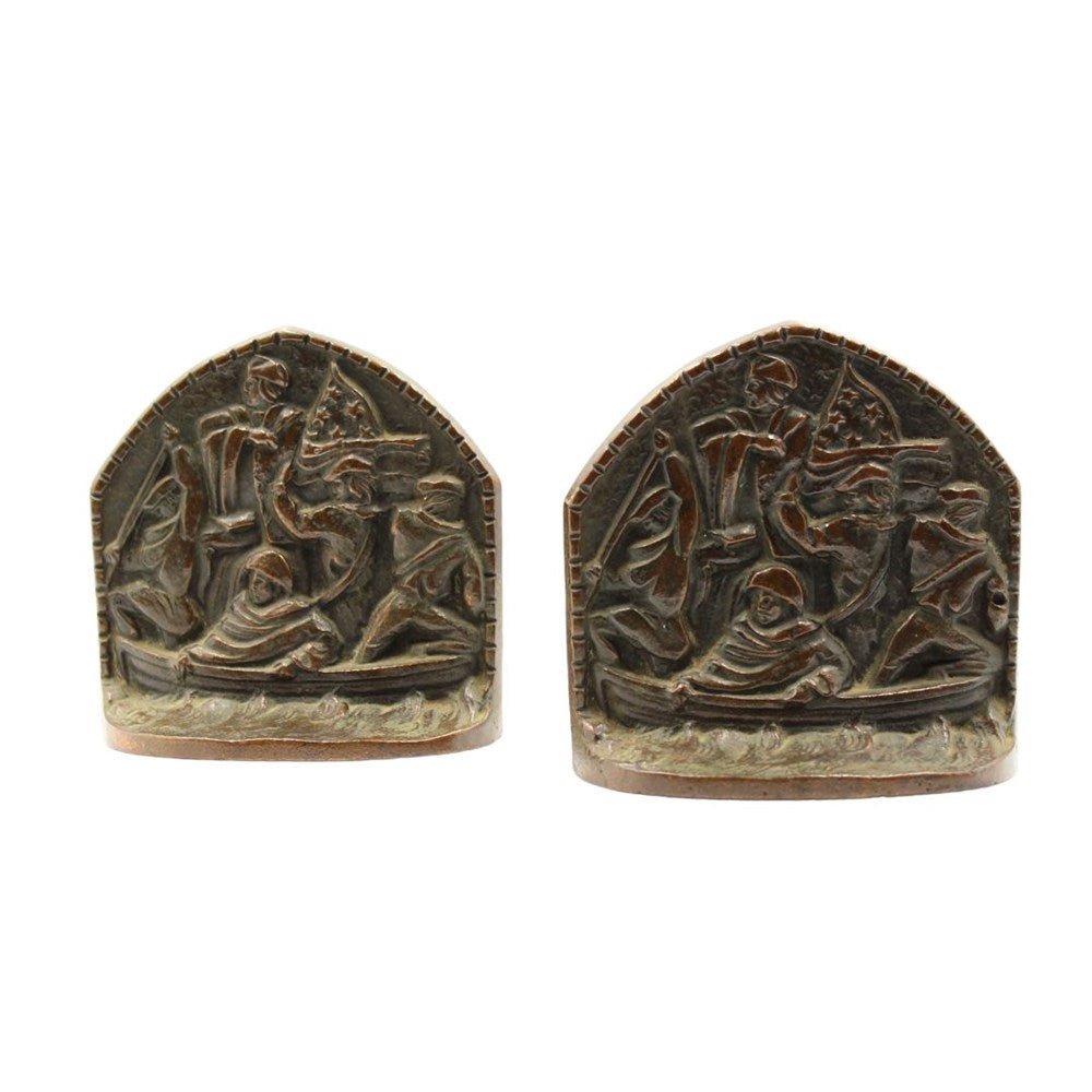 Vintage George Washington Crossing the Delaware River Bookends - The Great Republic