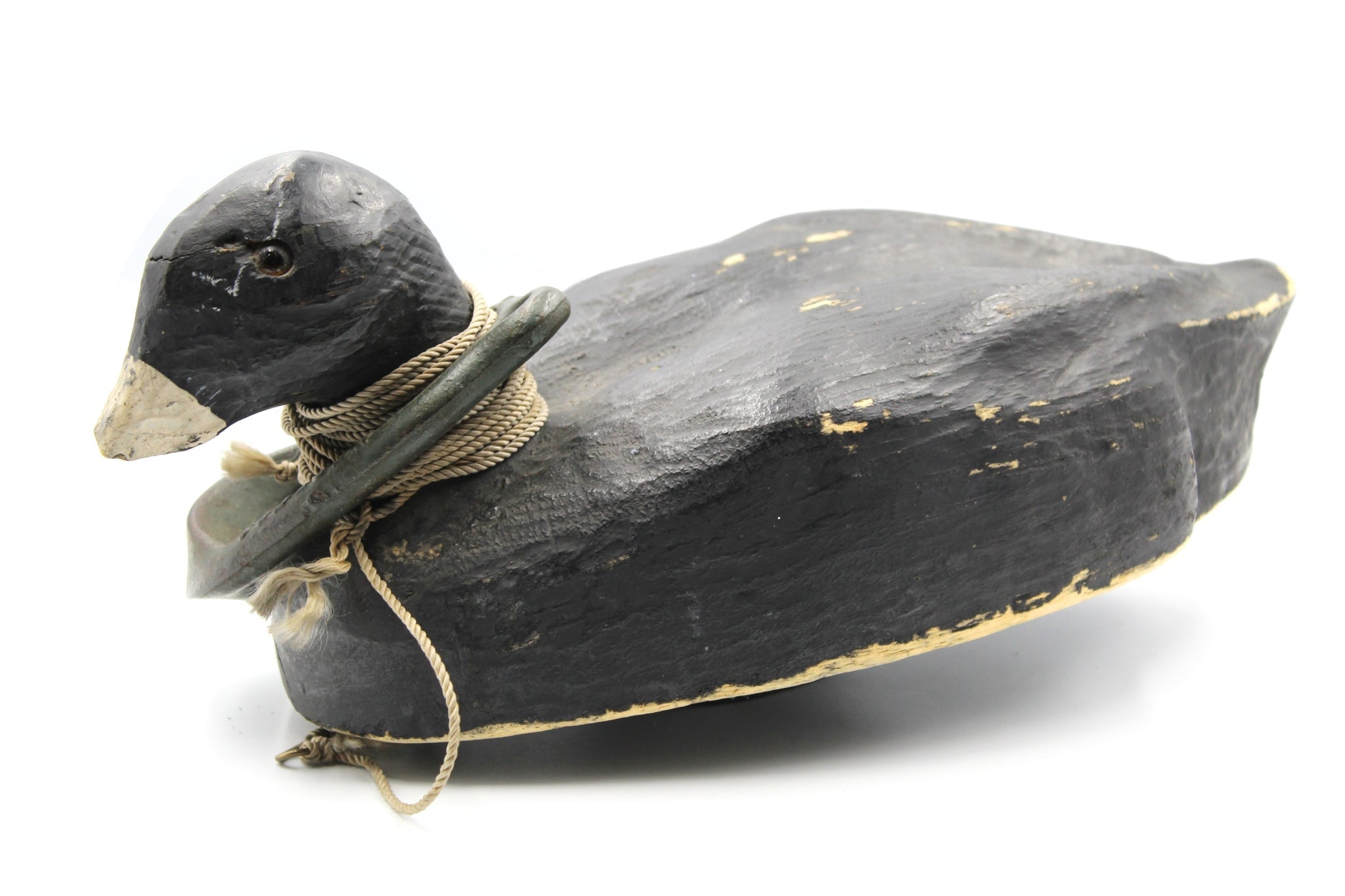 Vintage Hand - Carved and Hand - Painted Black Duck Decoy - The Great Republic