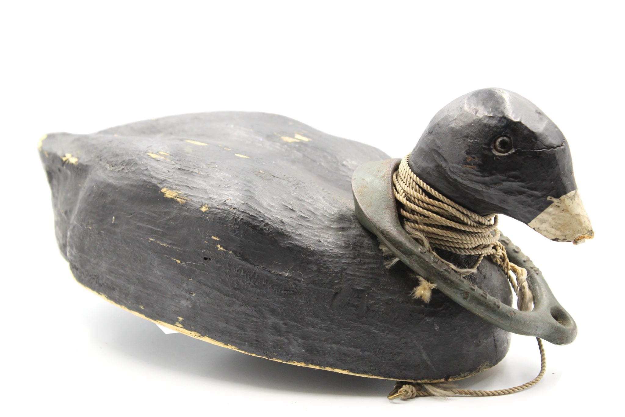 Vintage Hand - Carved and Hand - Painted Black Duck Decoy - The Great Republic