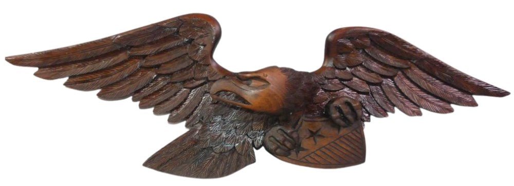 Vintage Hand - Carved Mahogany Eagle with Shield - The Great Republic